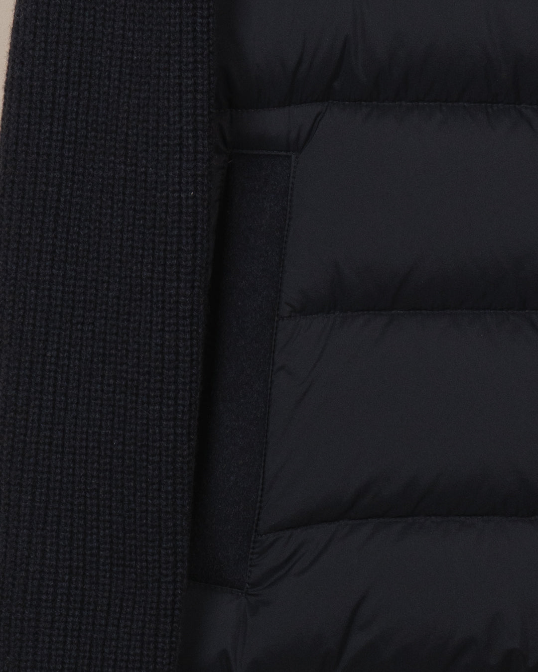 Mougi Hooded Knit-Sleeve Down Jacket - Navy