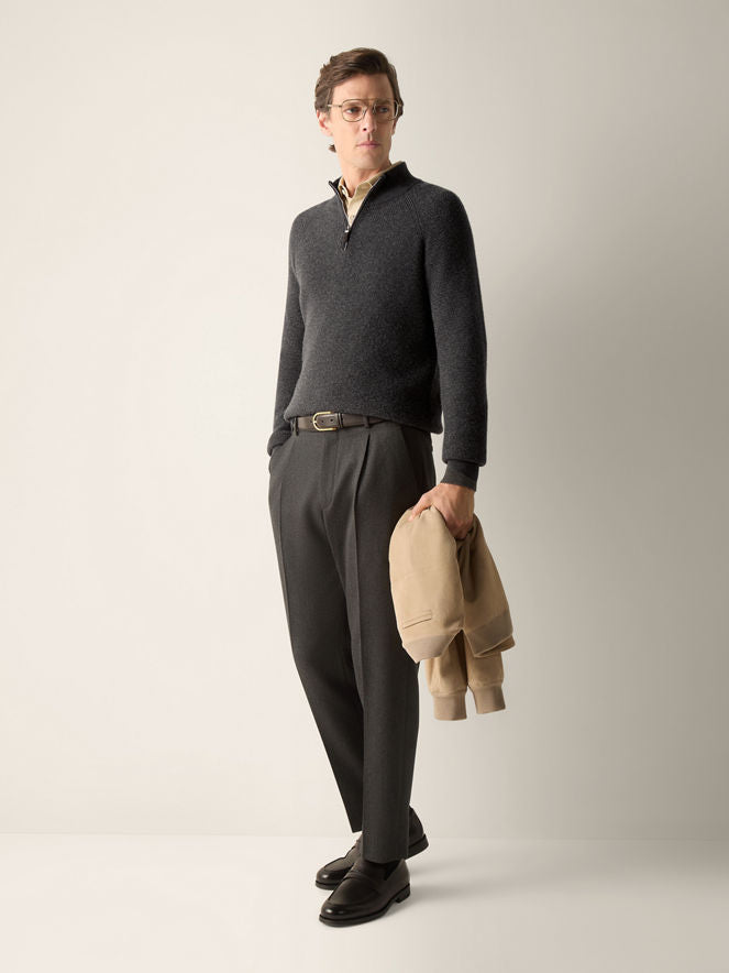 Mélange Oasi Cashmere Zip - Grå