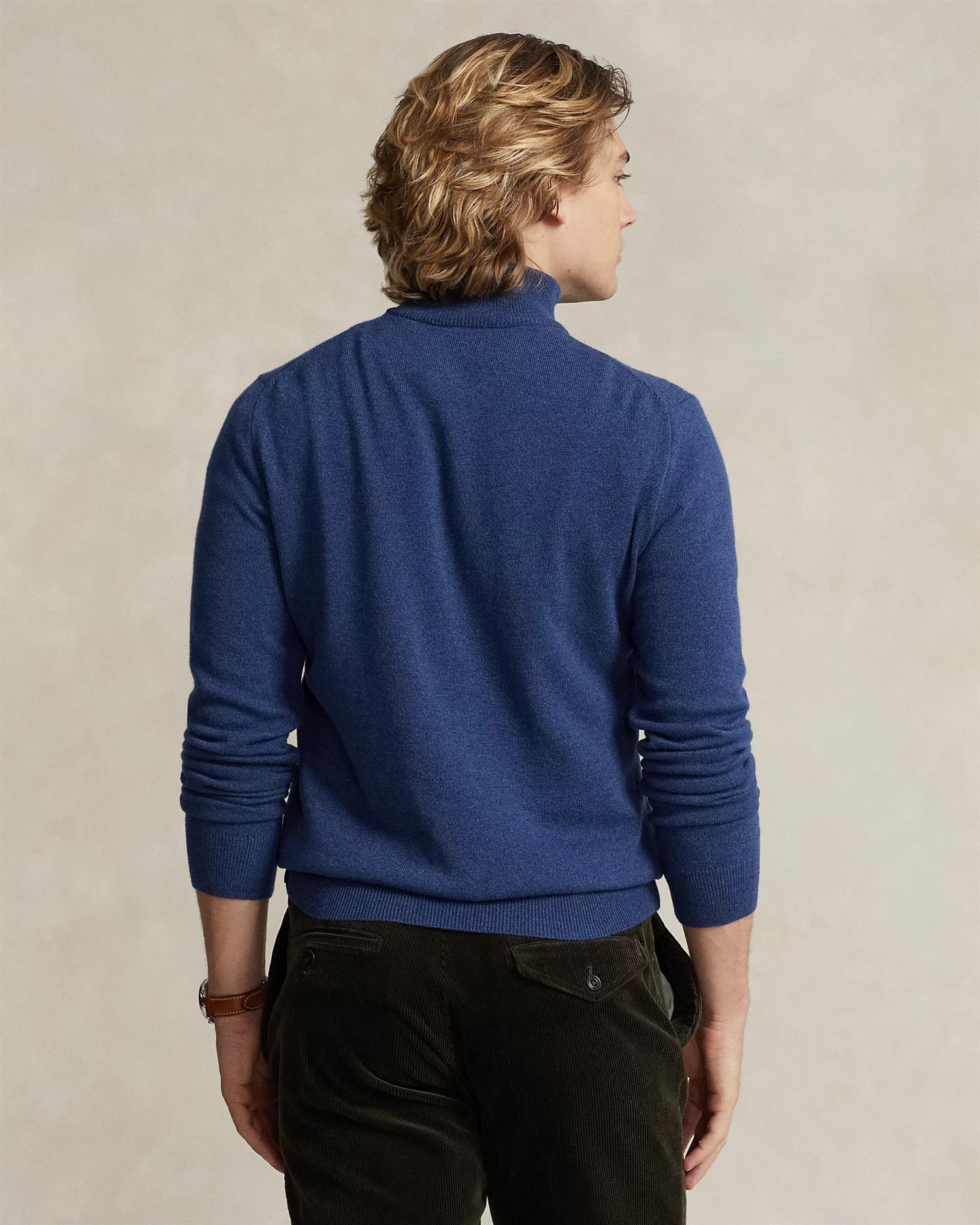 Rustikk Merino Half Zip - Blå-Polo Ralph Lauren-www.gunnaroye.no