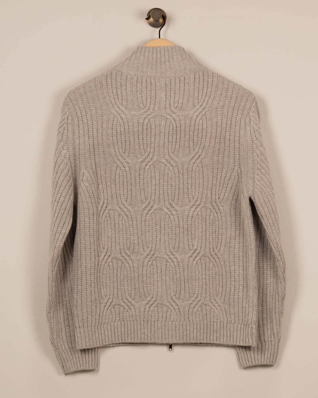 Kabelstrikk Full-Zip cardigan  -Beige