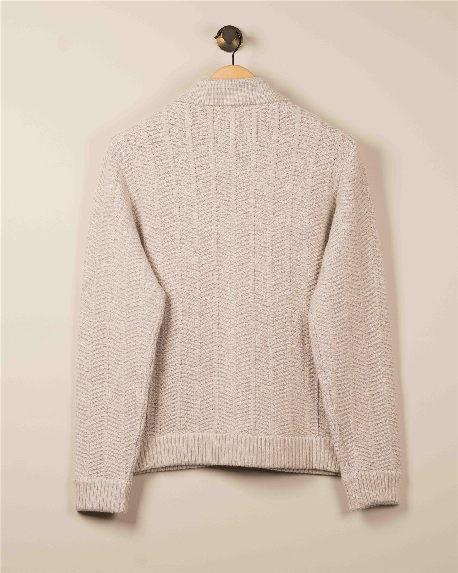 Chevron stitch Blouson - Beige