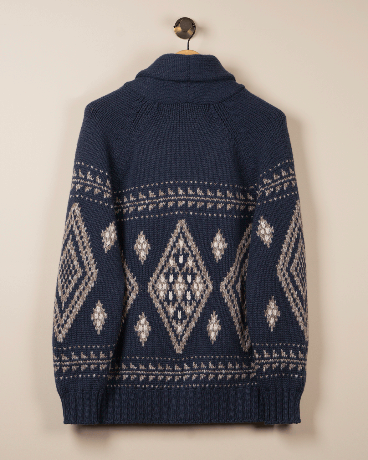 Blåmøsntret Strikkejakke - Navy