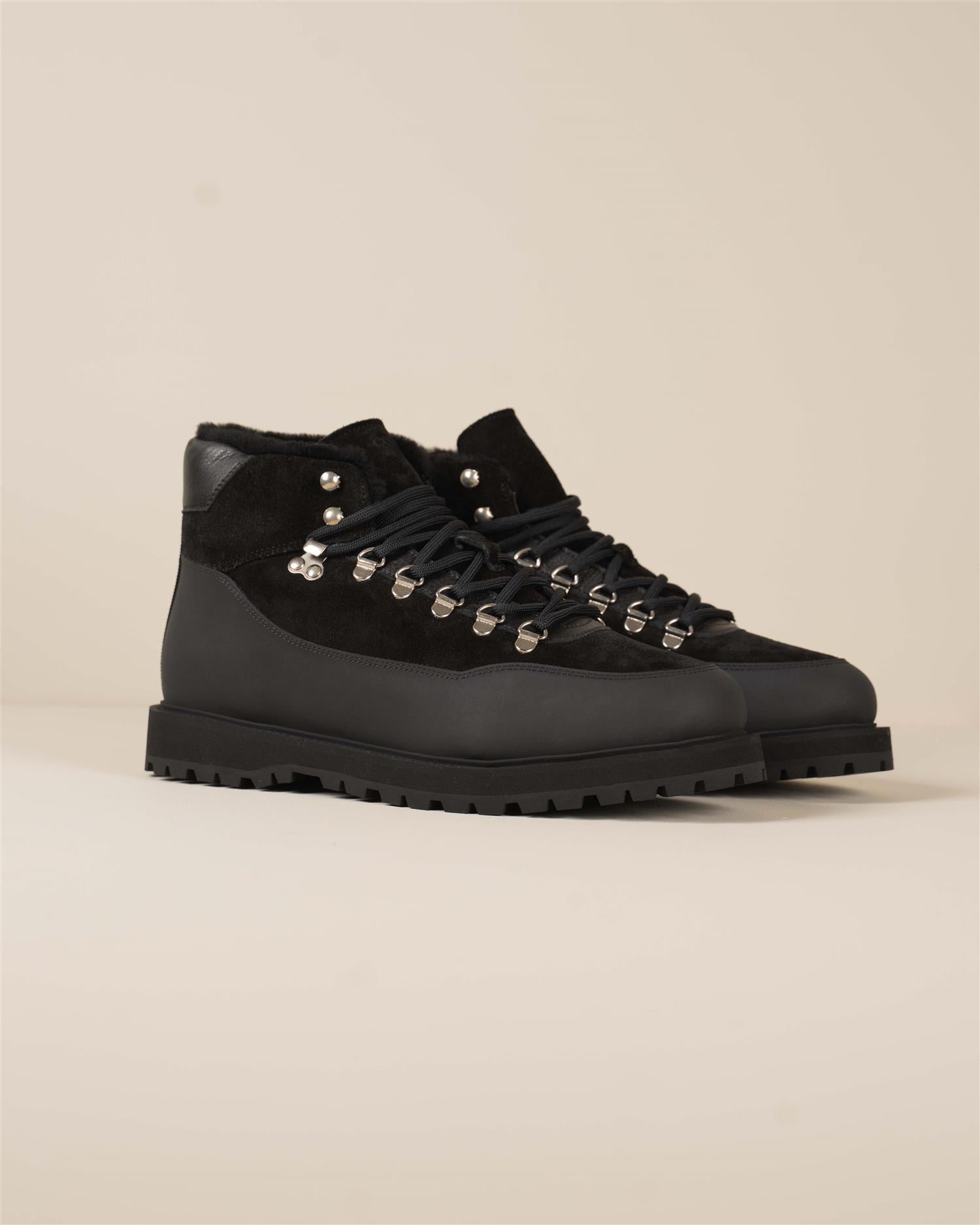 Terrein Boot W/Rubber Panel  and Sherling - Sort