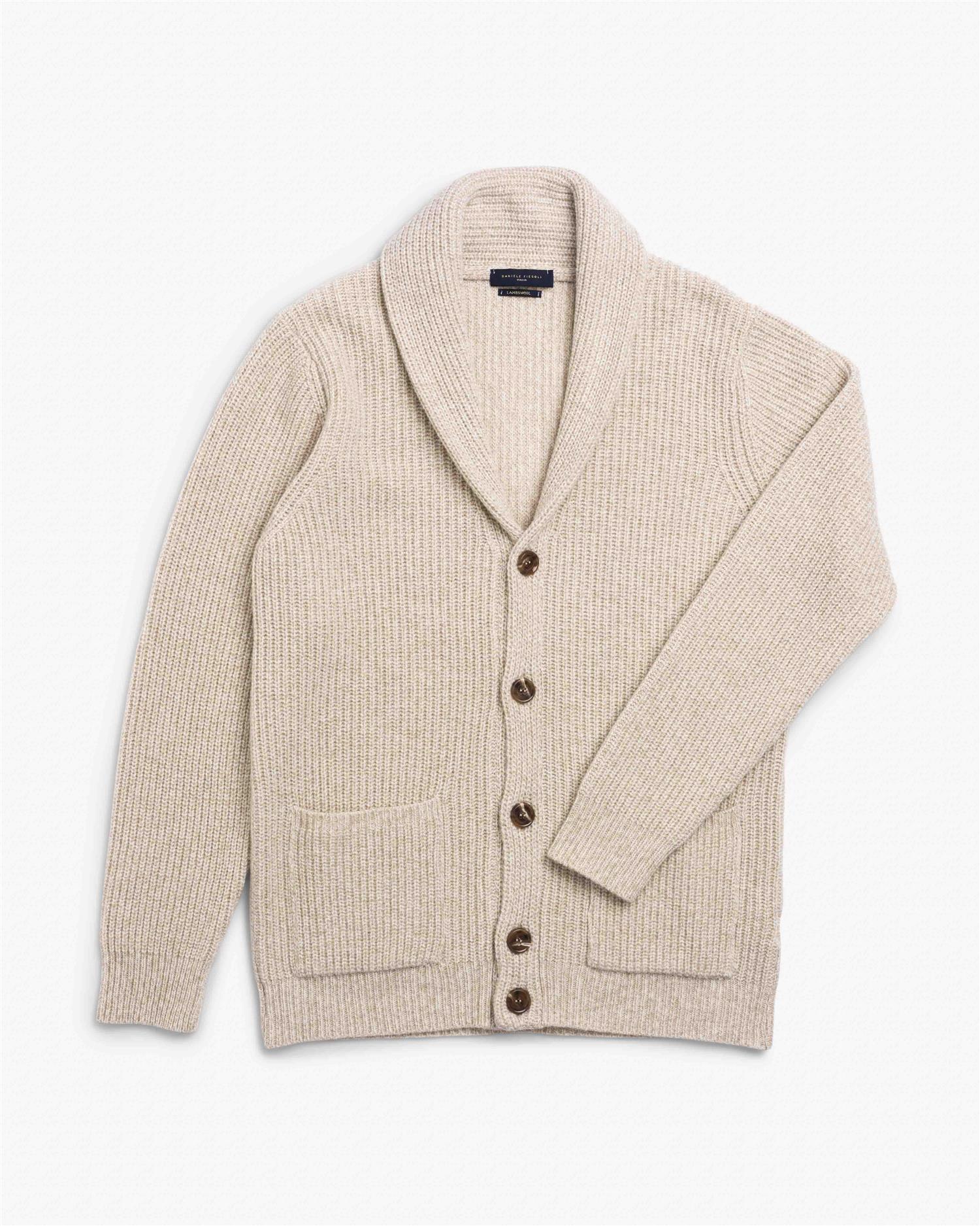 Cardigan m Charles krage - Beige-Daniele Fiesoli-www.gunnaroye.no