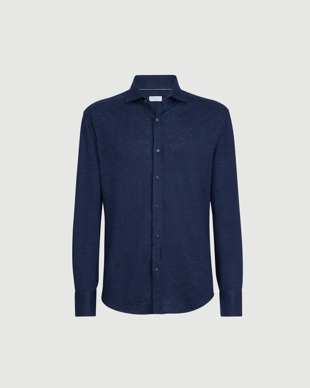 Lin/Bomull Polo Skjorte - Navy