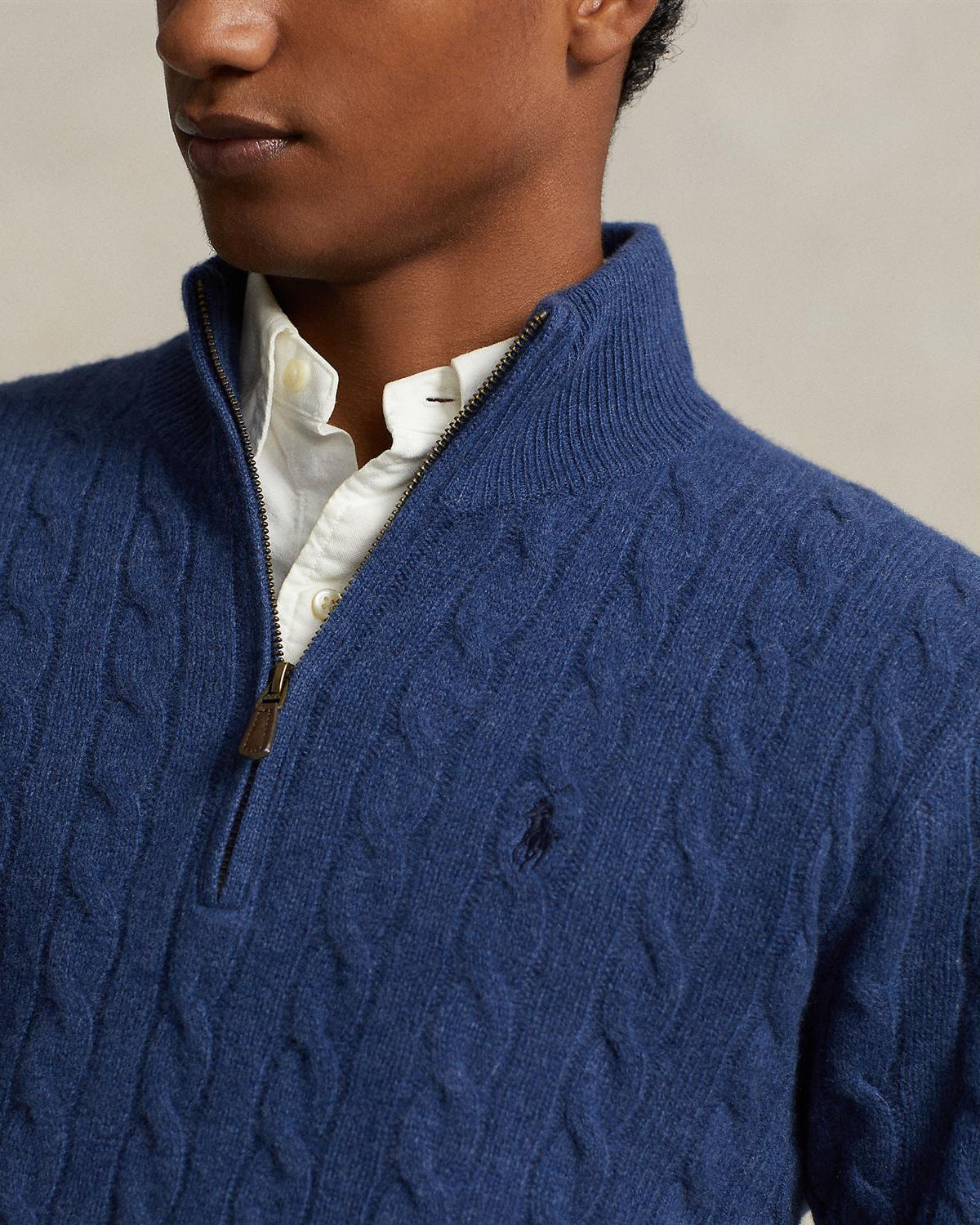 Kabel Half-Zip - Blå