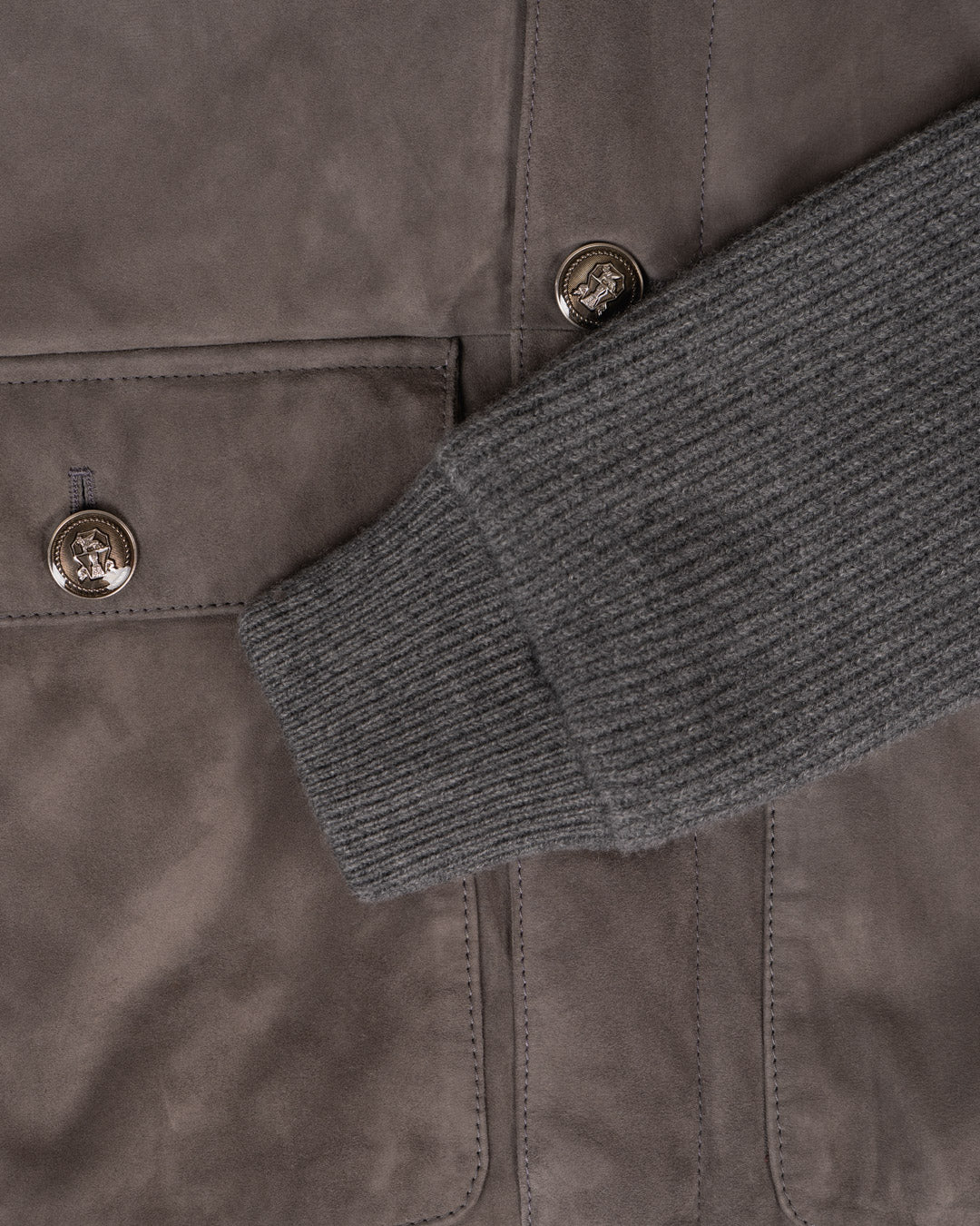 Semsket Skinn Og Cashmere Bomber Jakke - Beige
