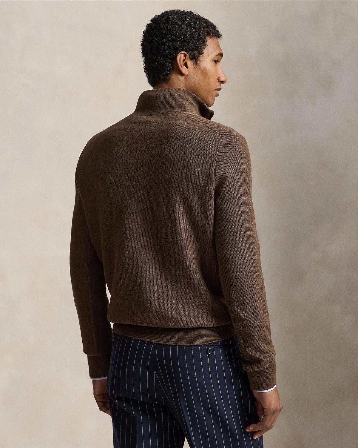 Bomull Half-Zip - Brun