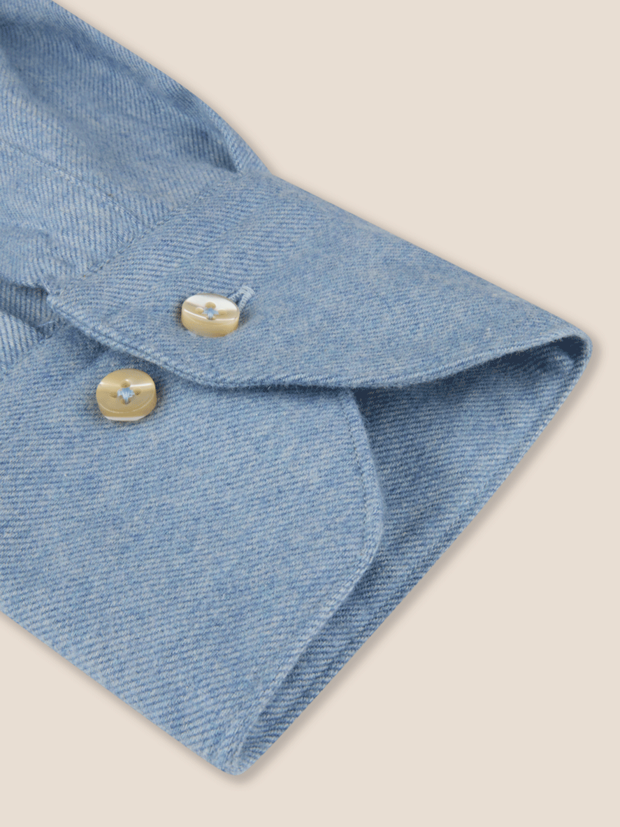 Regular Flanell Skjorte - Jeans blå