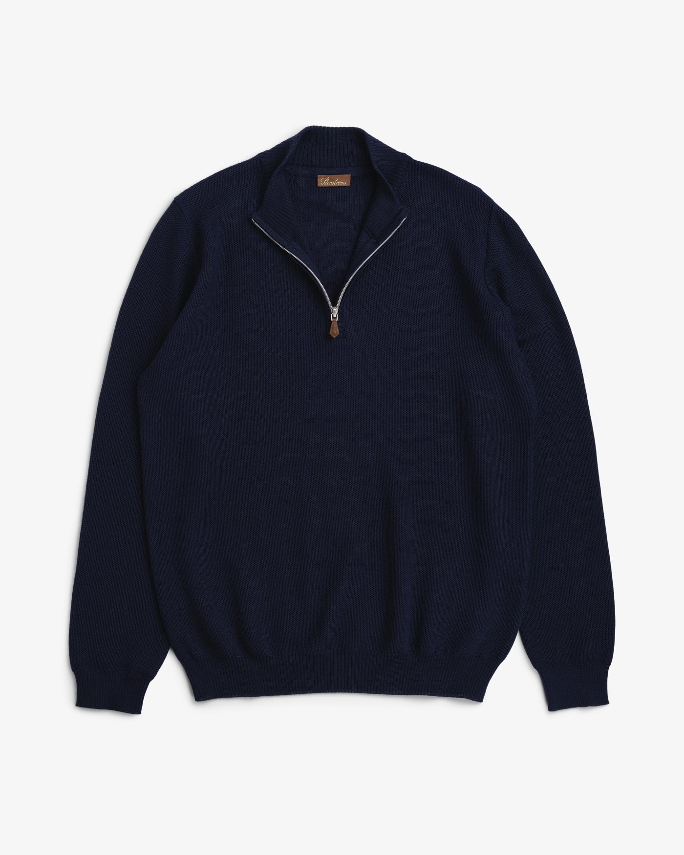 Half-Zip Perlestrikket Genser - Navy-Stenströms-www.gunnaroye.no