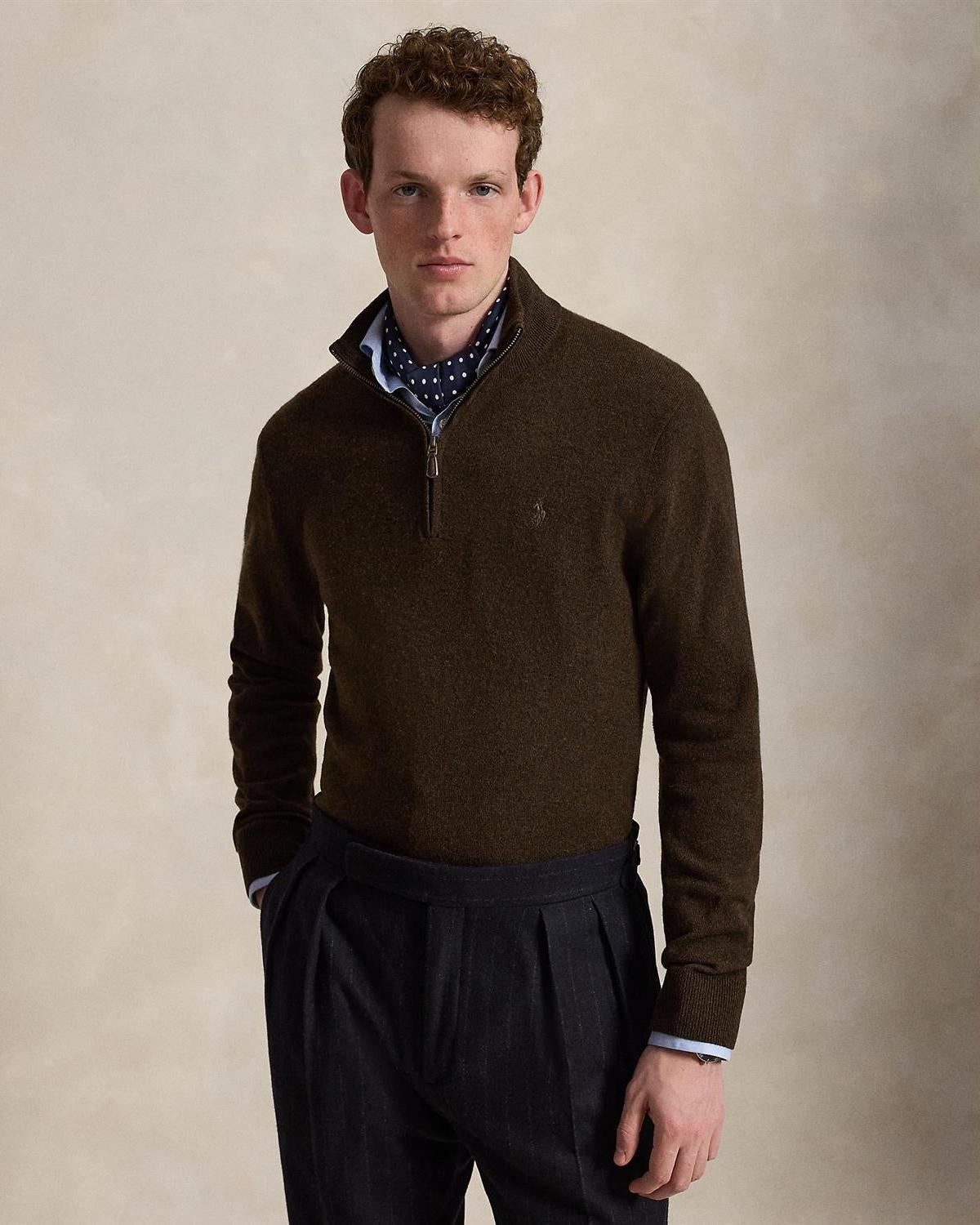 Merino Half Zip - Brun