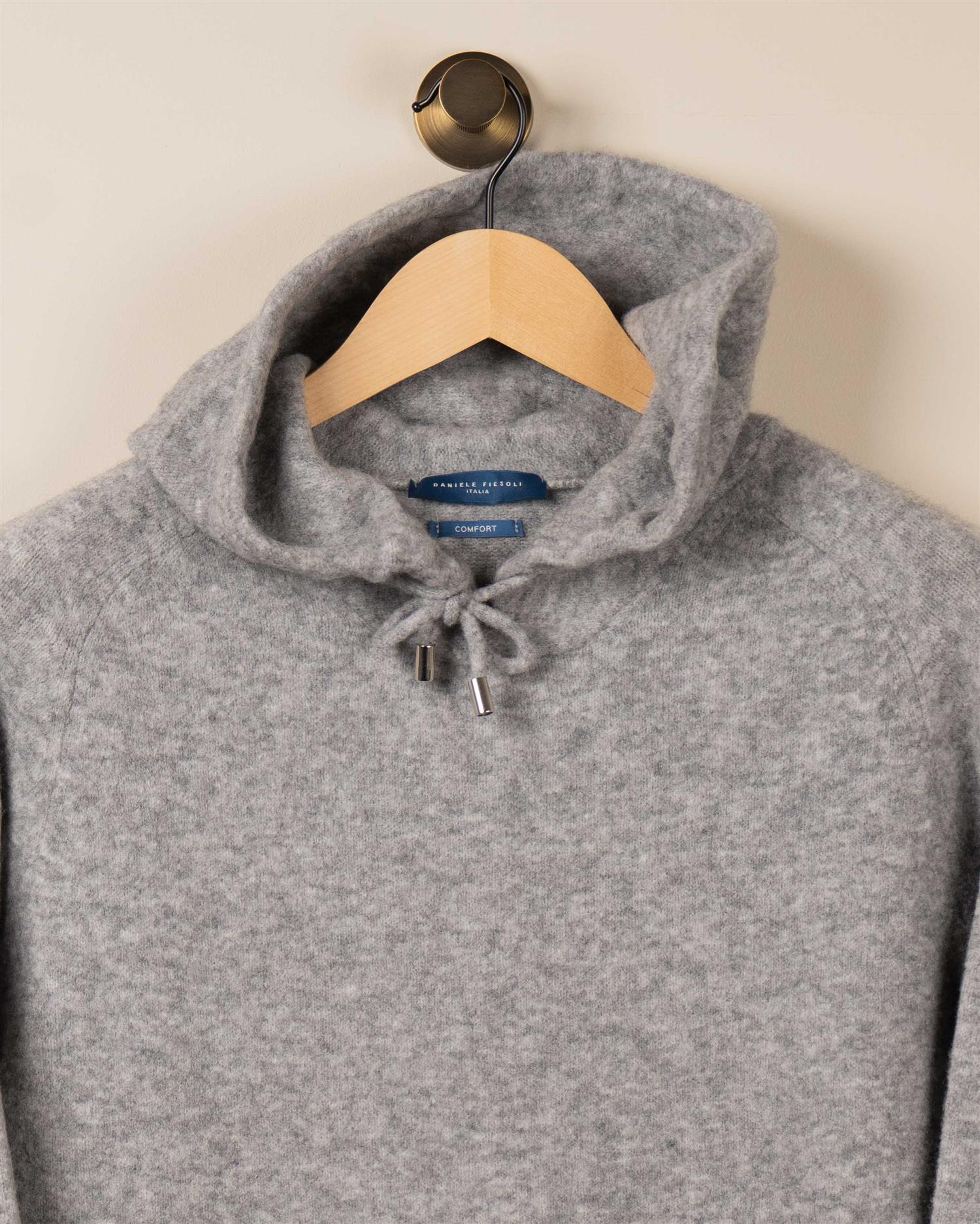 Hoodie Vasket Ull - Grå