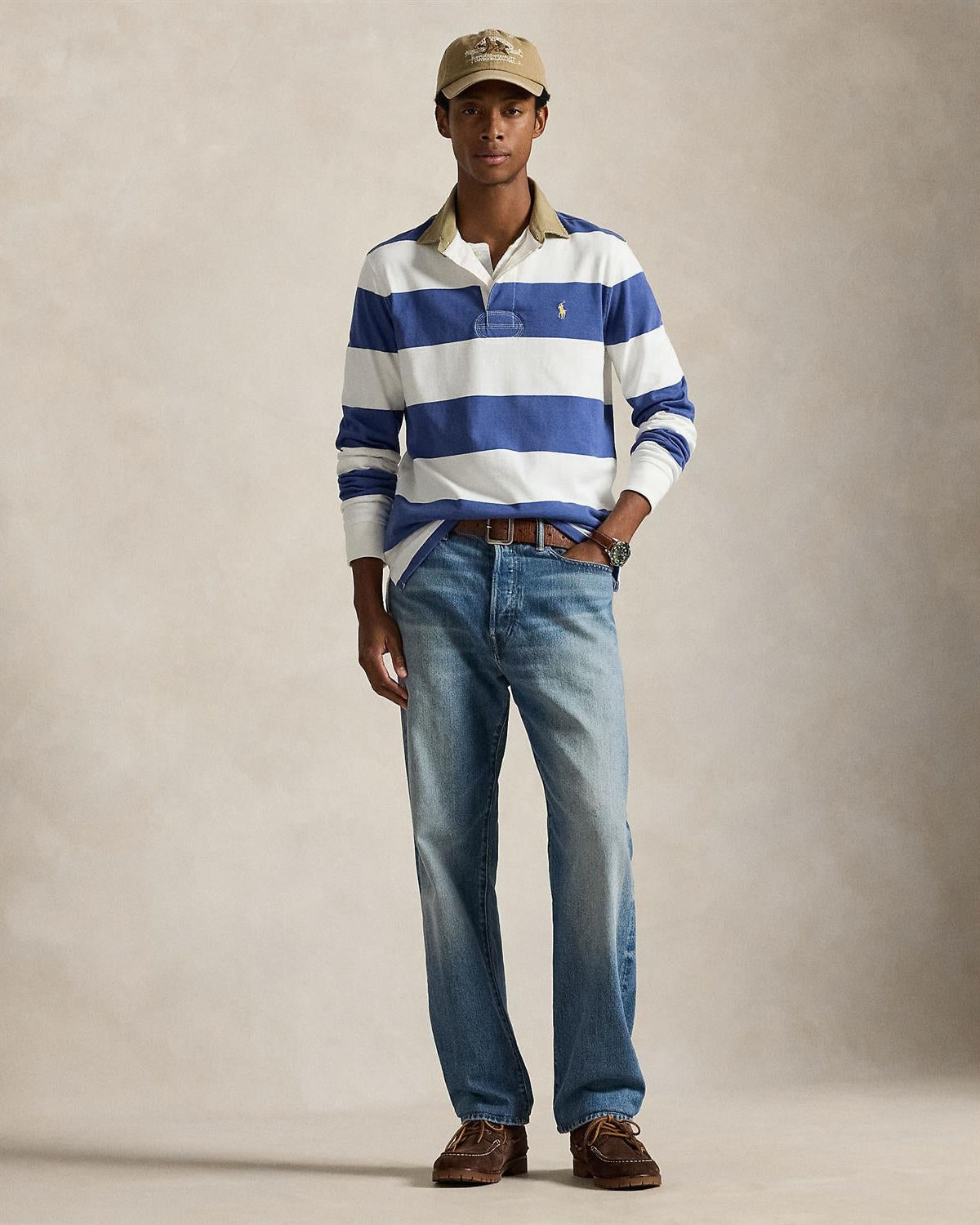 Stripet Rugby - Blå/Krem