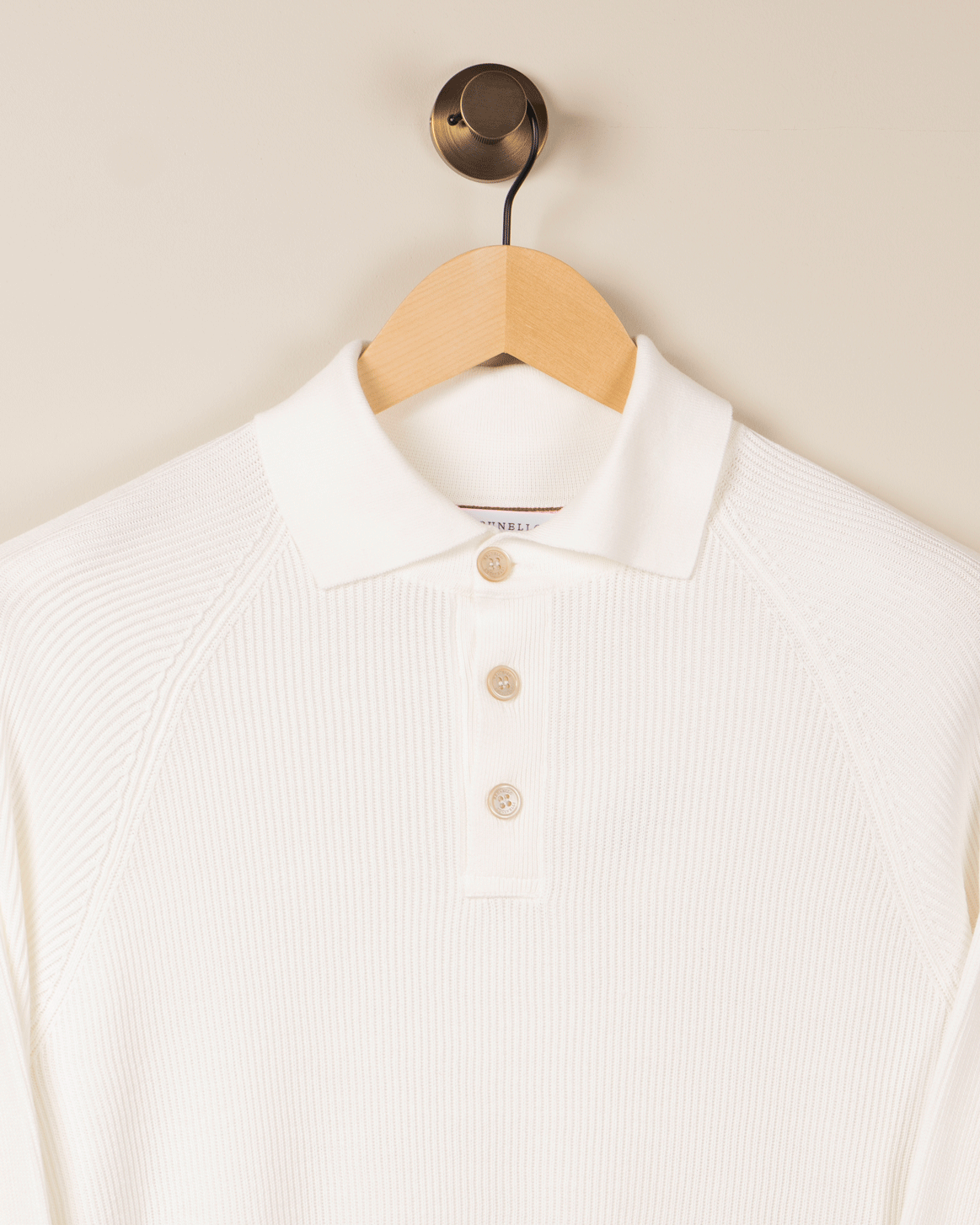 Bomull English rib Polo Raglan Ermer - Hvit