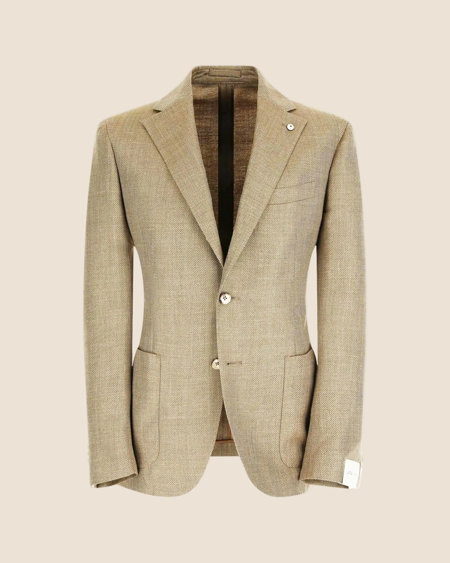 LBM sandfarget blazer i ull, silke og lin med fiskebensmønster