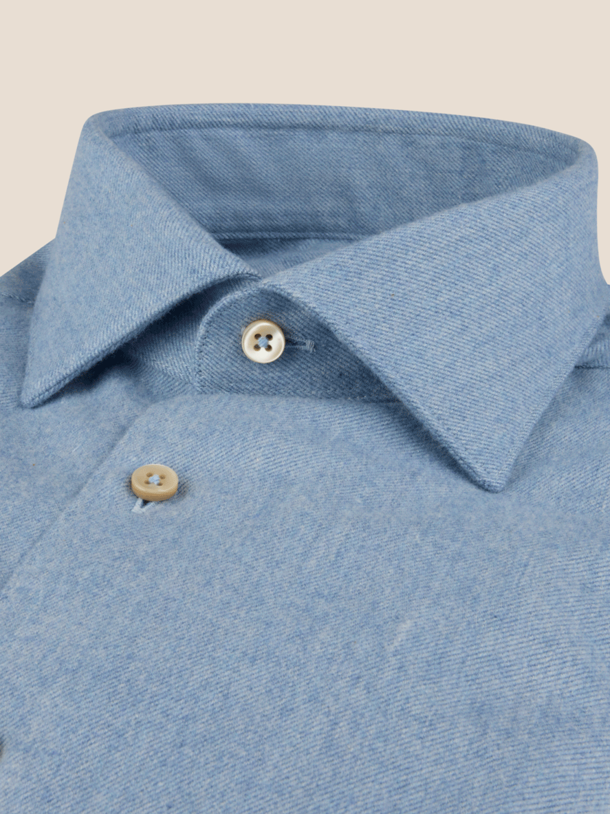 Regular Flanell Skjorte - Jeans blå
