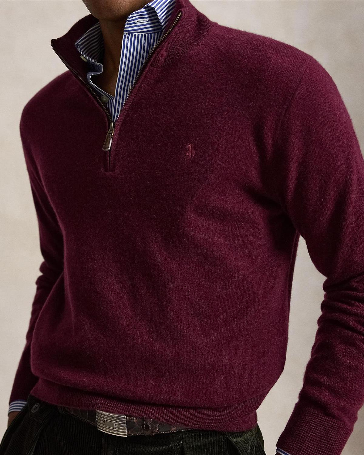 Merino Half Zip - Burgunder