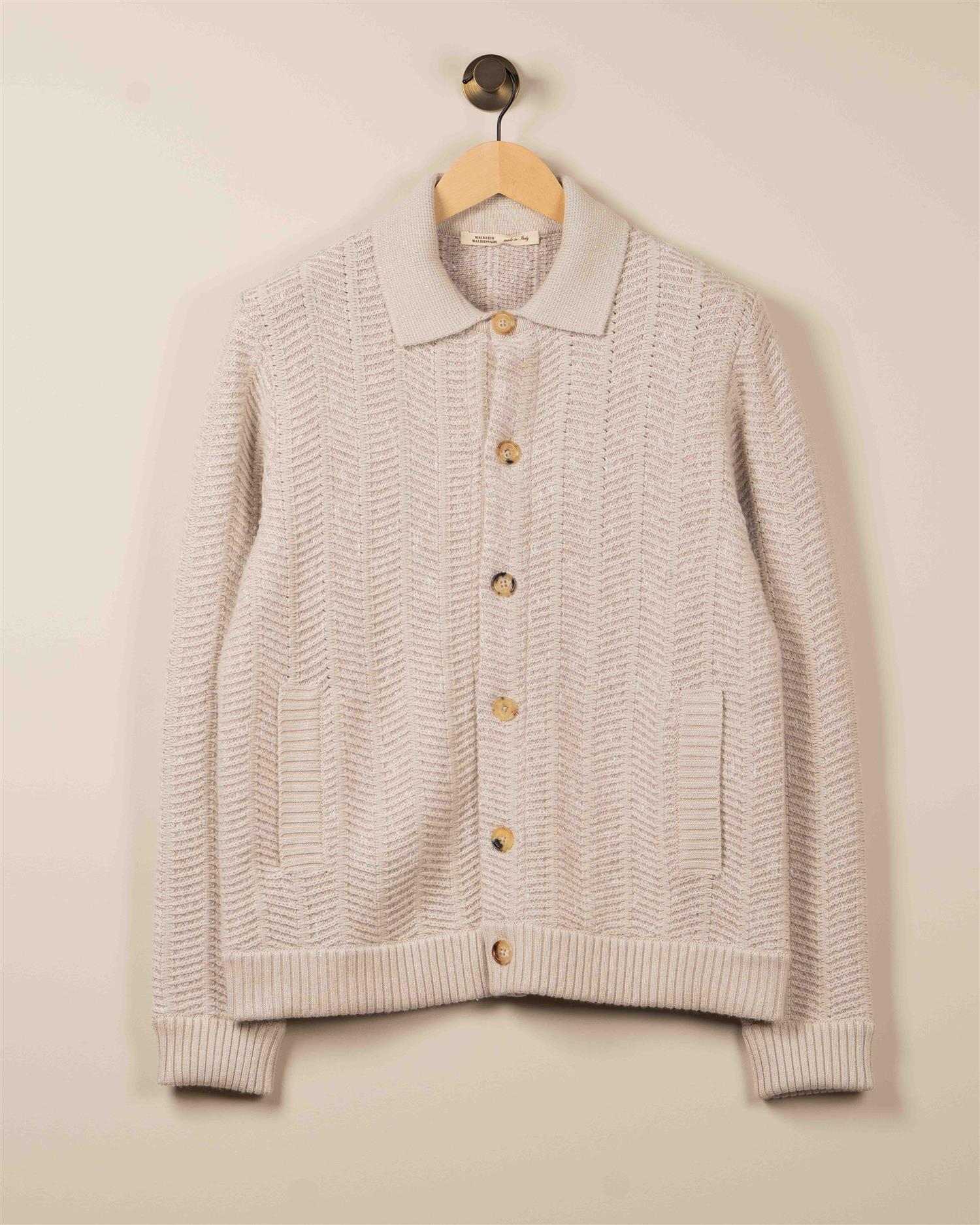 Chevron stitch Blouson - Beige