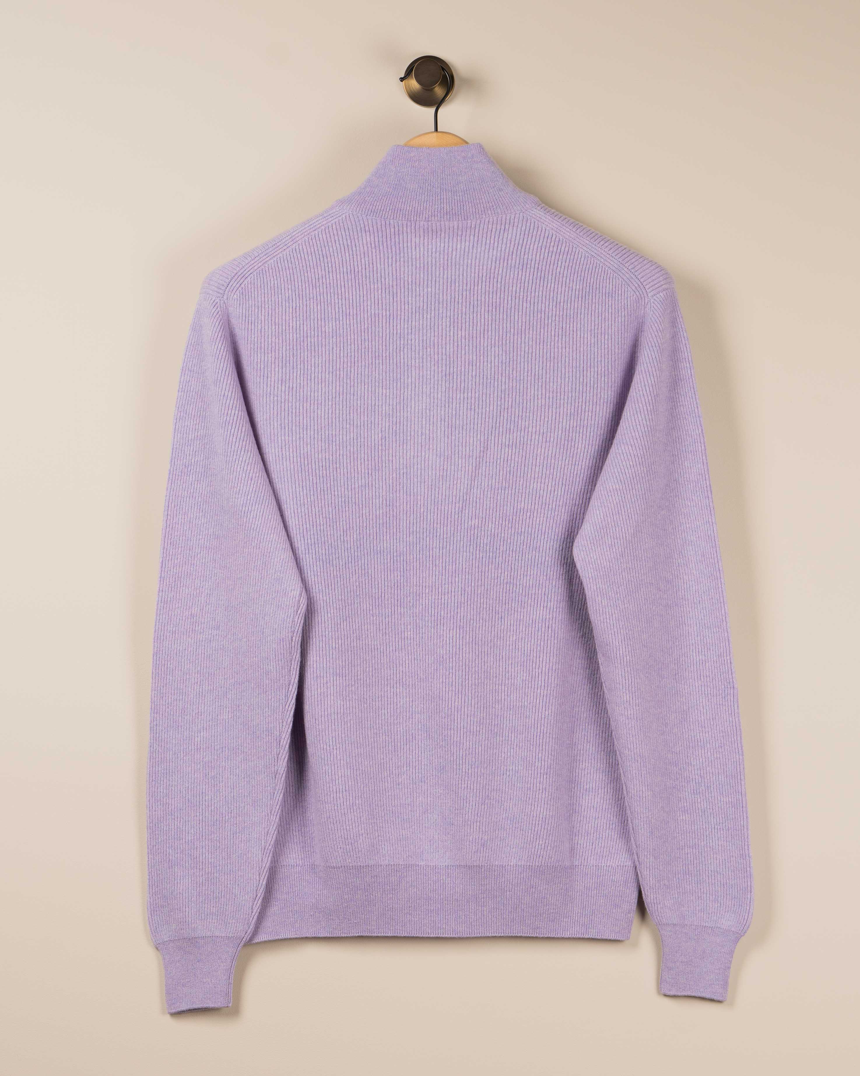 Kashmir Half-Zip Englisch Ribb- Lavendelblå