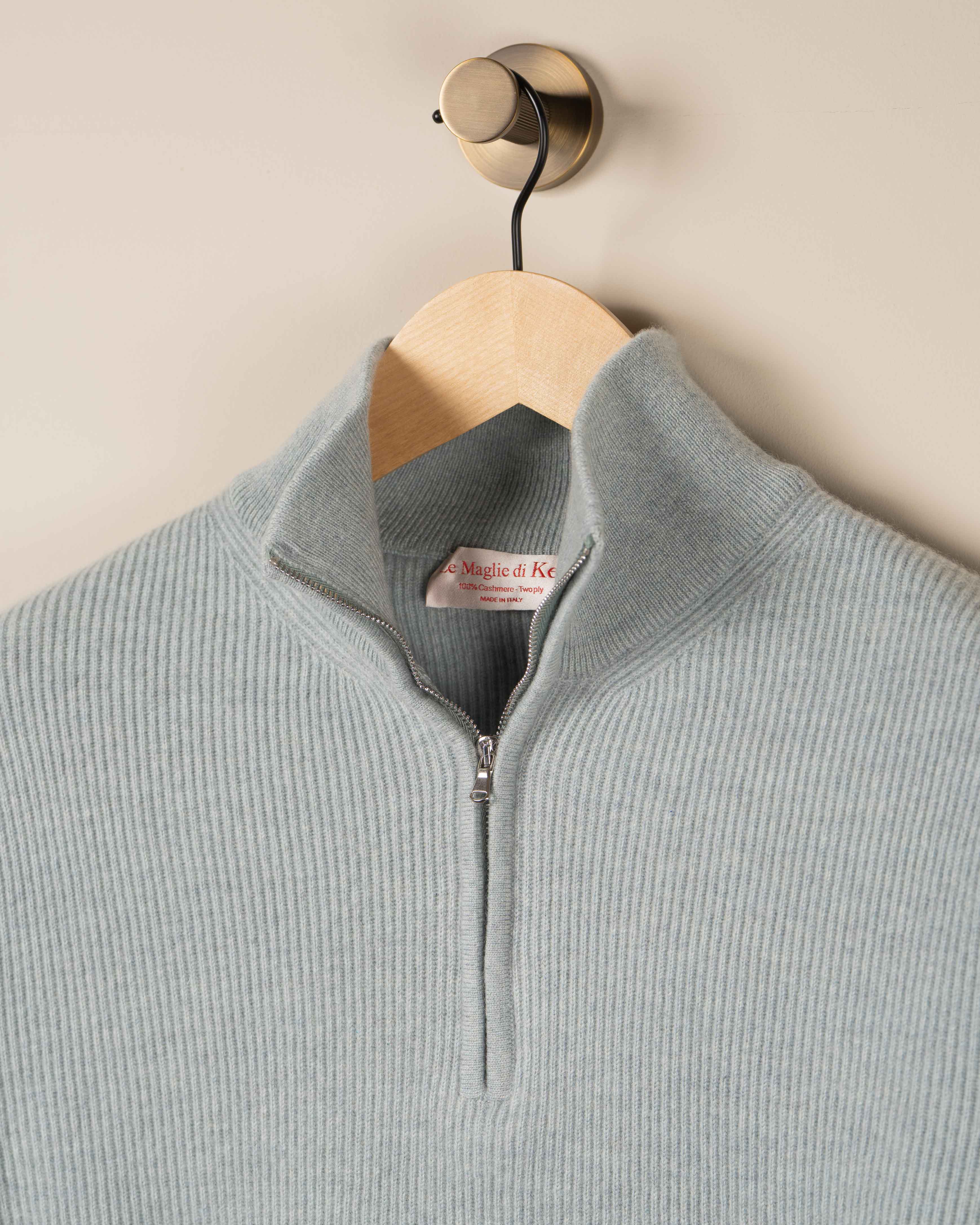 Kashmir Half-Zip Englisch Ribb - Turkis