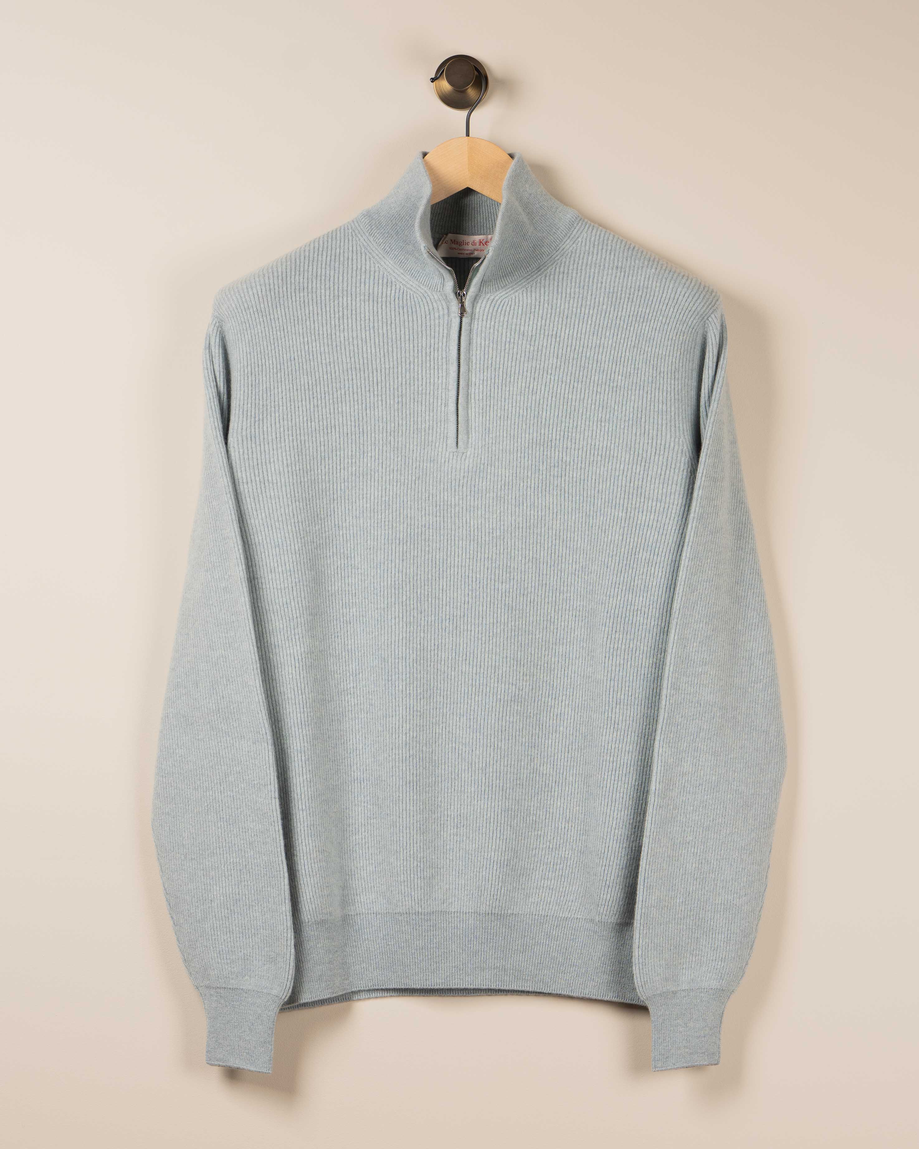 Kashmir Half-Zip Englisch Ribb - Turkis