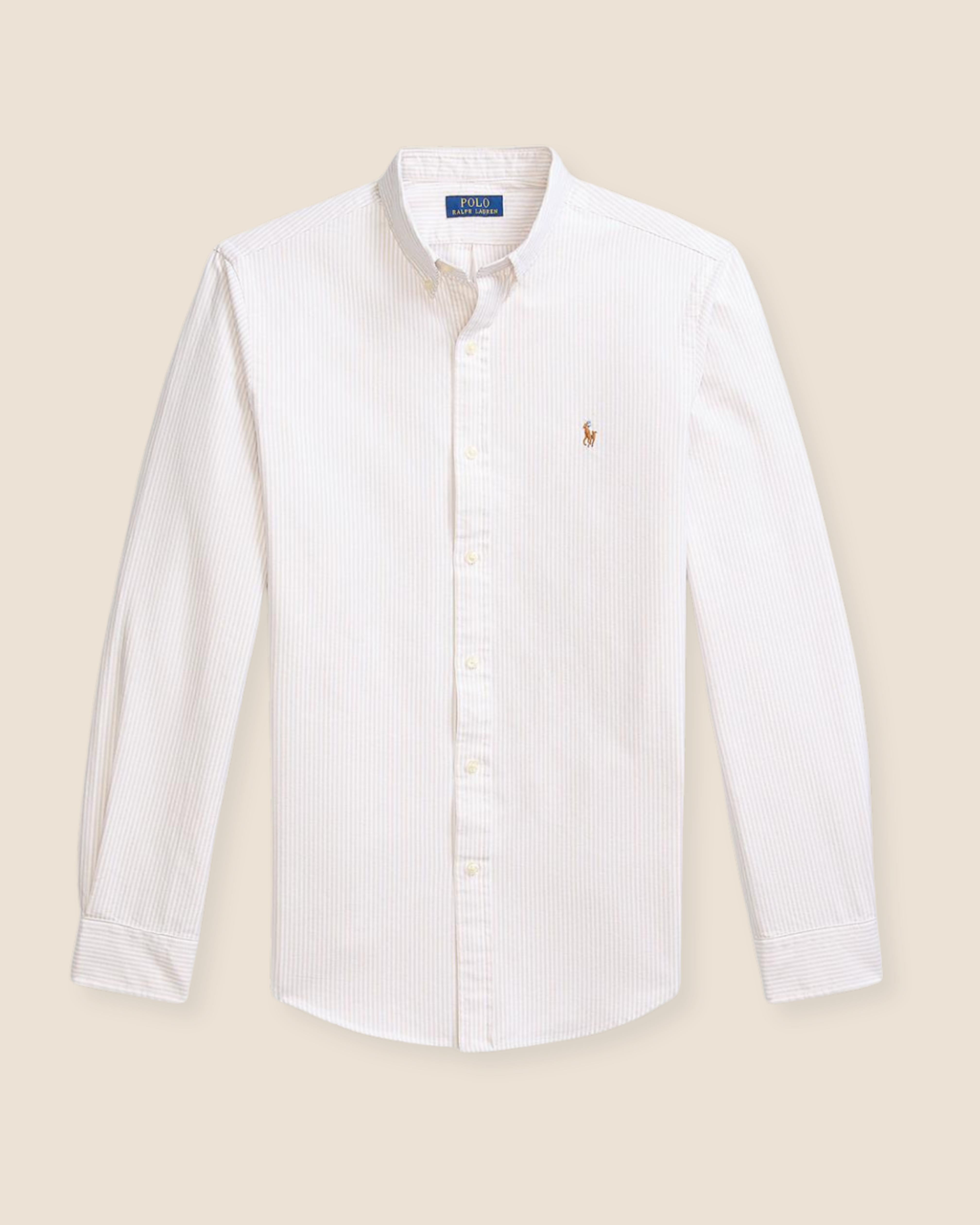 Rutet Oxford skjorte - Beige/Hvit