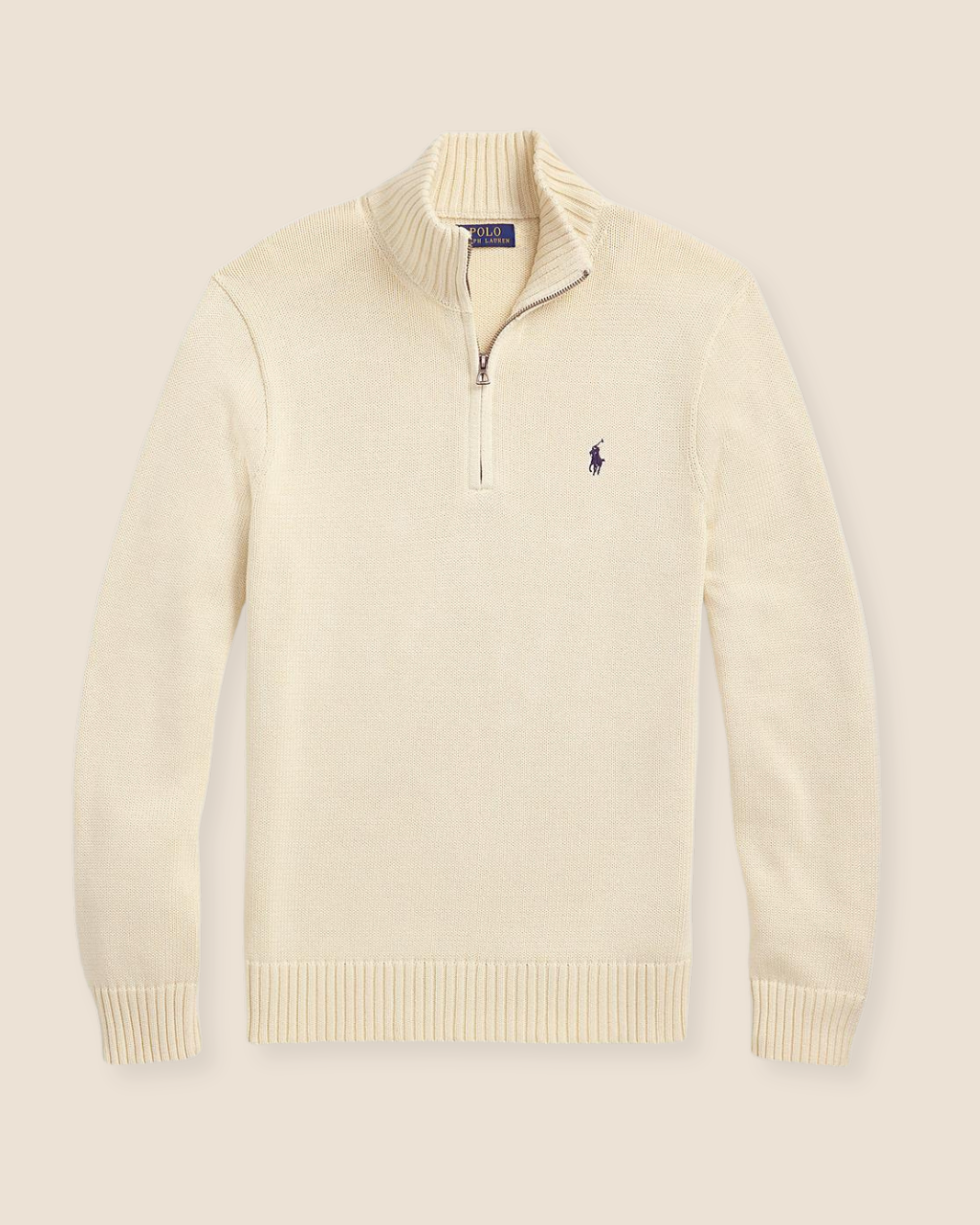 Half-Zip Bomull - Krem