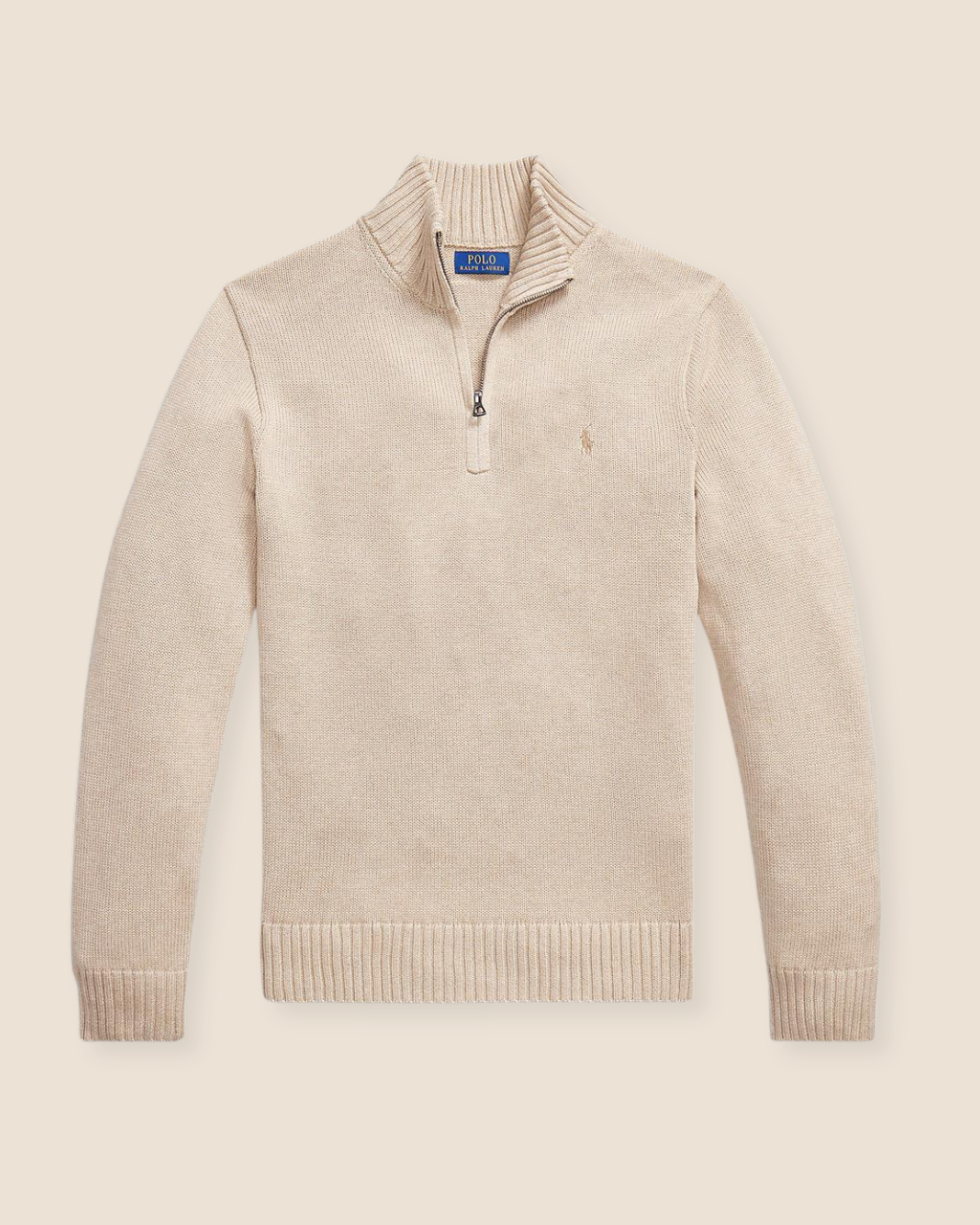 Half-Zip Bomull - Beige