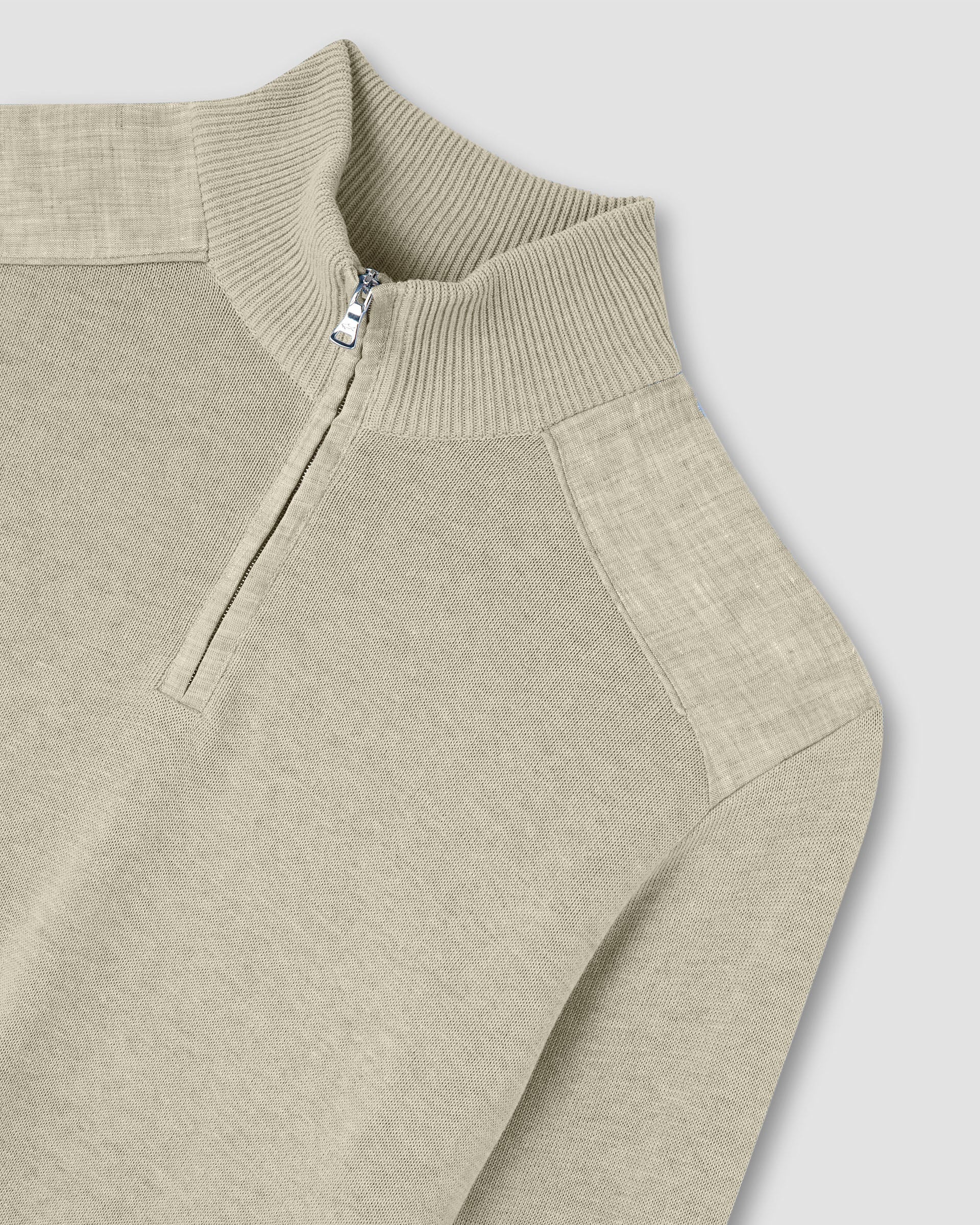 Fresco Bomull Half-Zip - Lysgrå