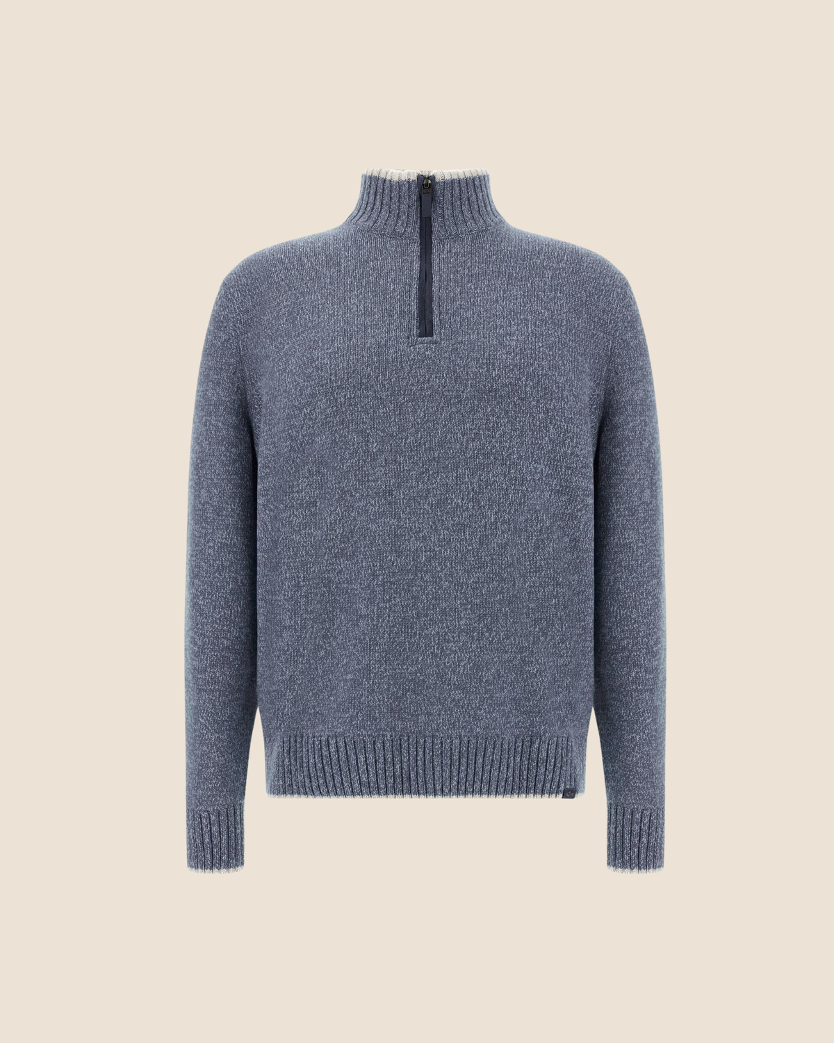 Half zip genser i ull og kasjmir - Blåmelert