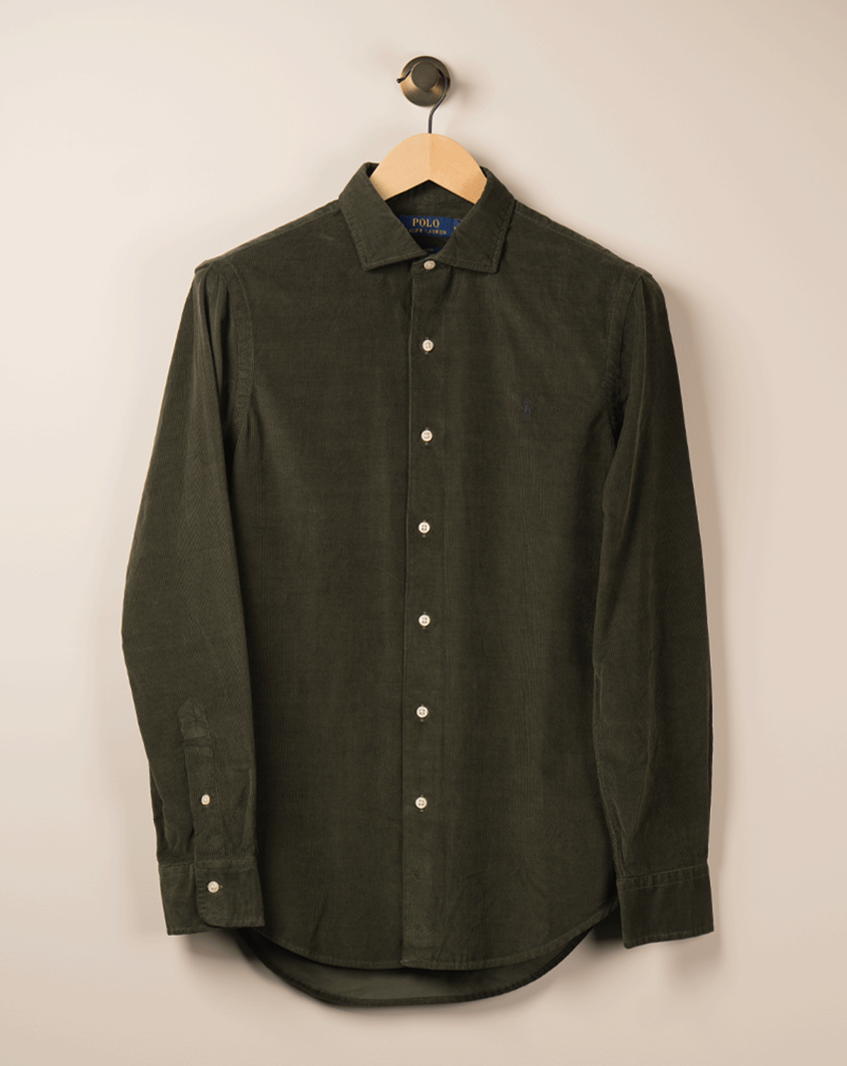 Cord Skjorte Custom Fit - Oliven