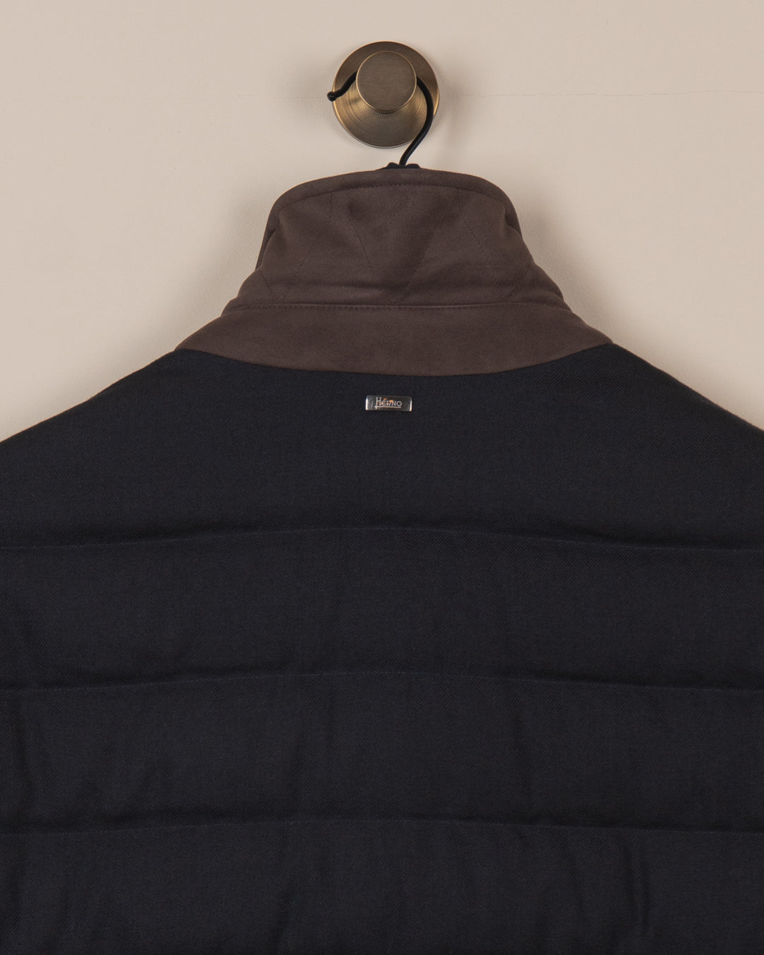 Wool-Blend & Suede Effect Blazer - Navy
