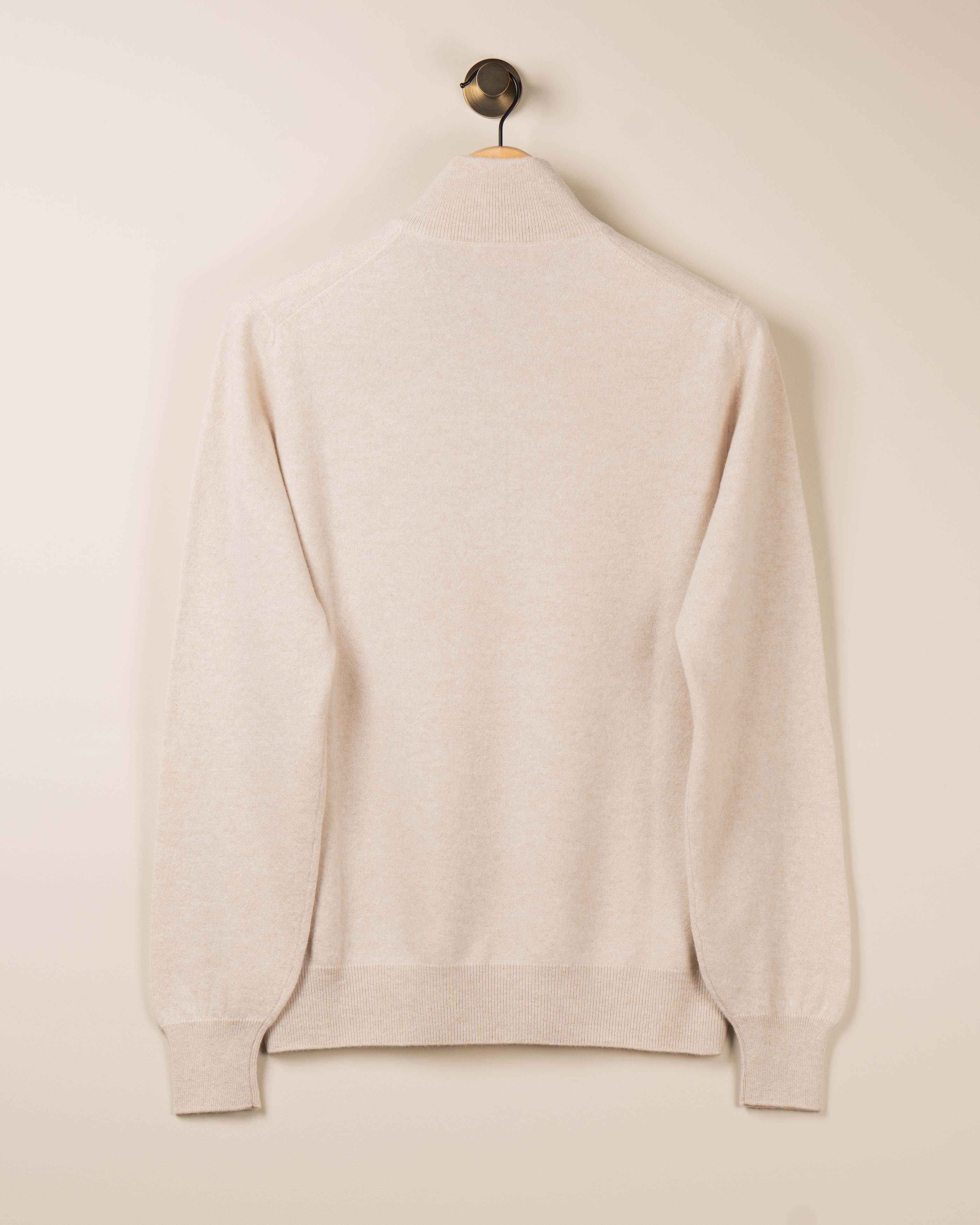 Kashmir Half-Zip m/Kontrast - Beige
