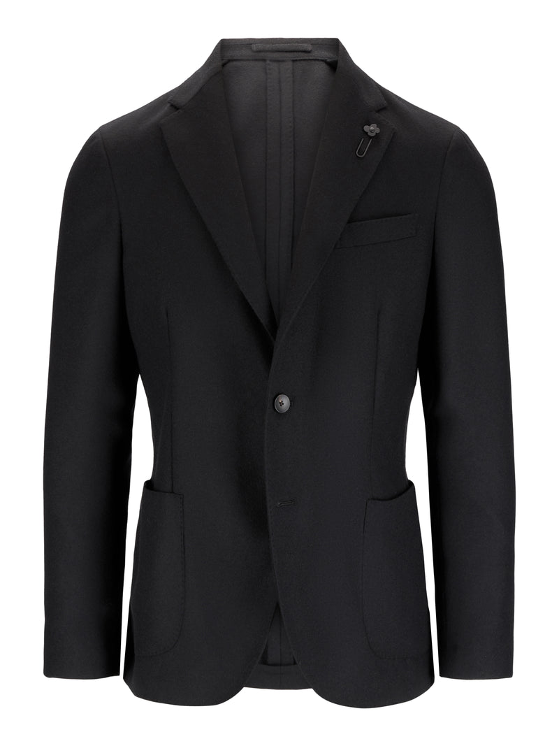 Enkeltspent ull & cashmere jakke i flanell-Lardini-www.gunnaroye.no