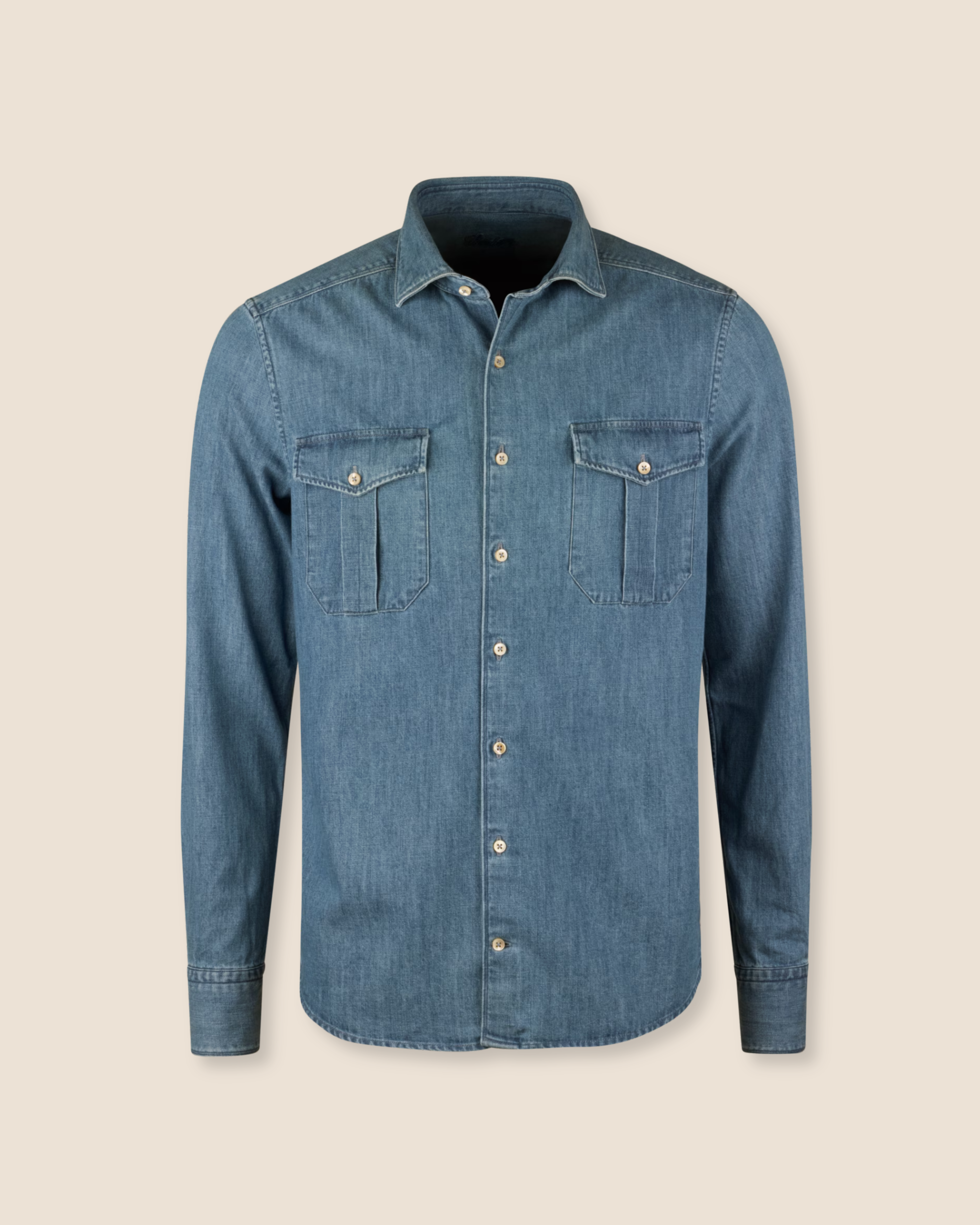 Regular Denim Pocket Overshirt - Blå