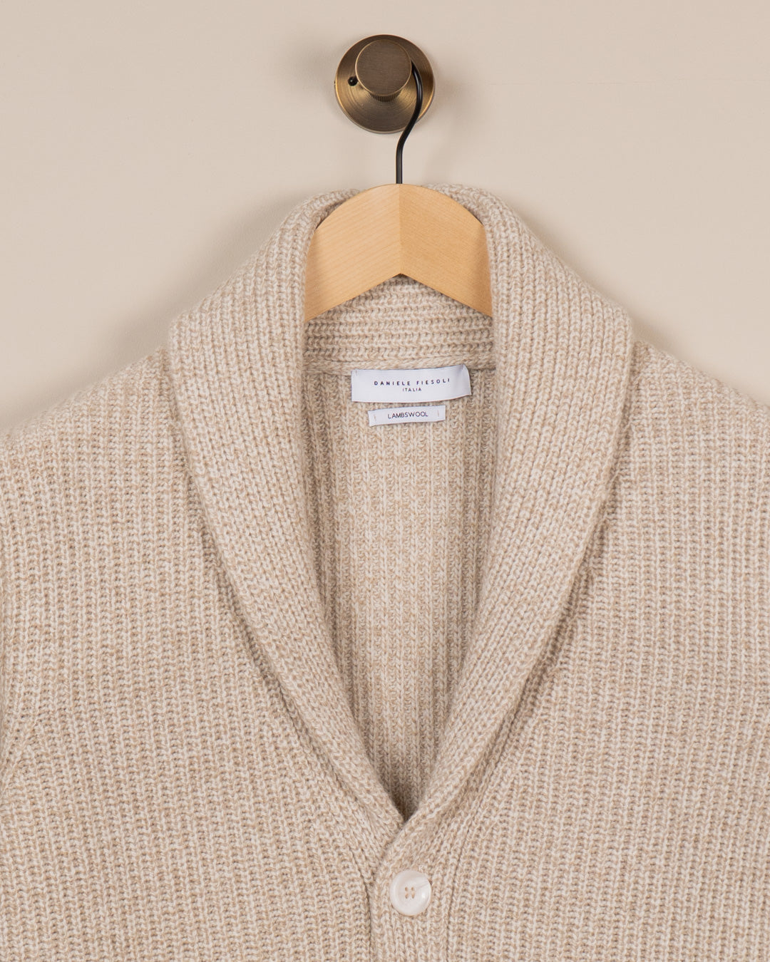 Cardigan med sjalskrage - Beige