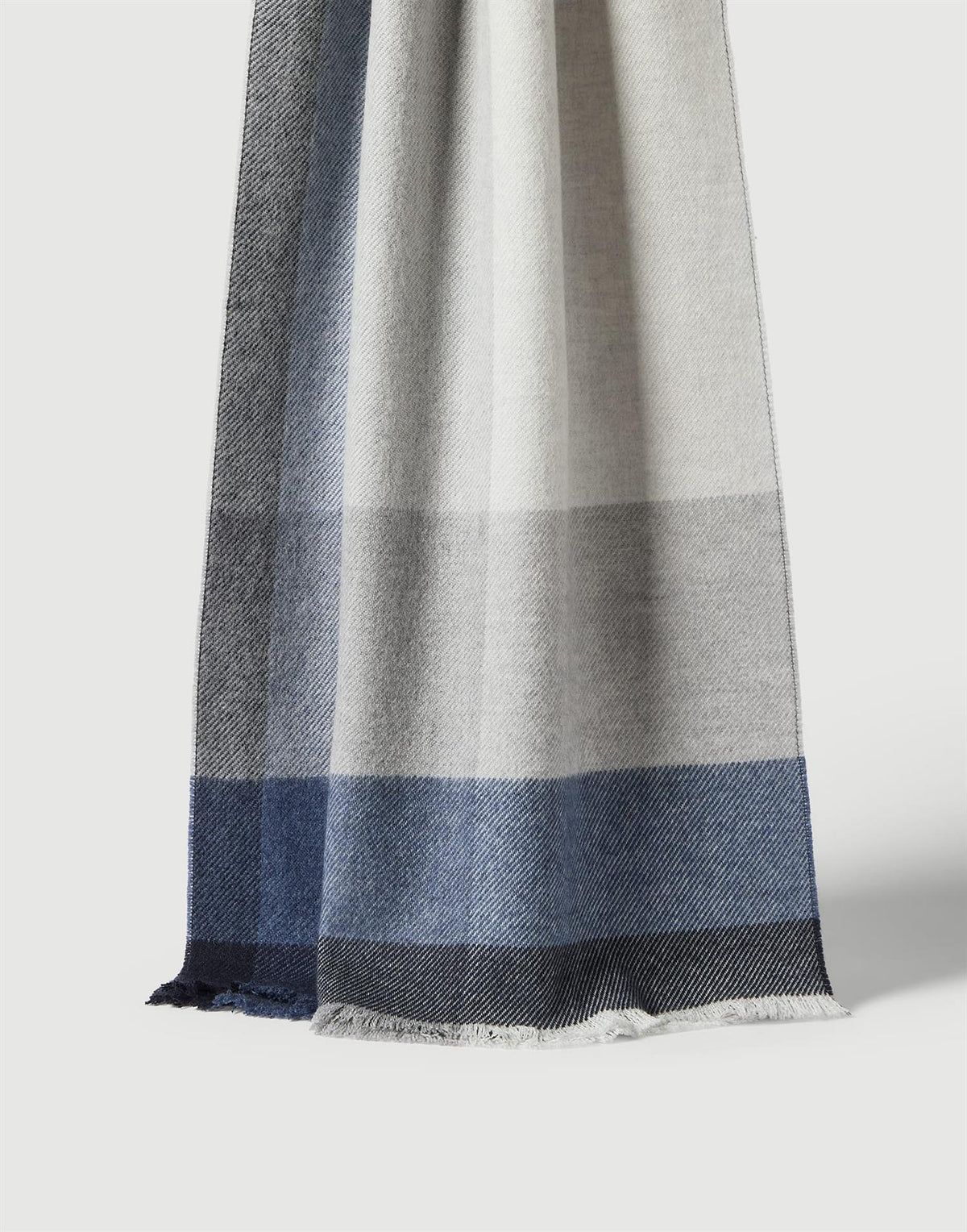 Wool and cashmere checked twill scarf - Blå