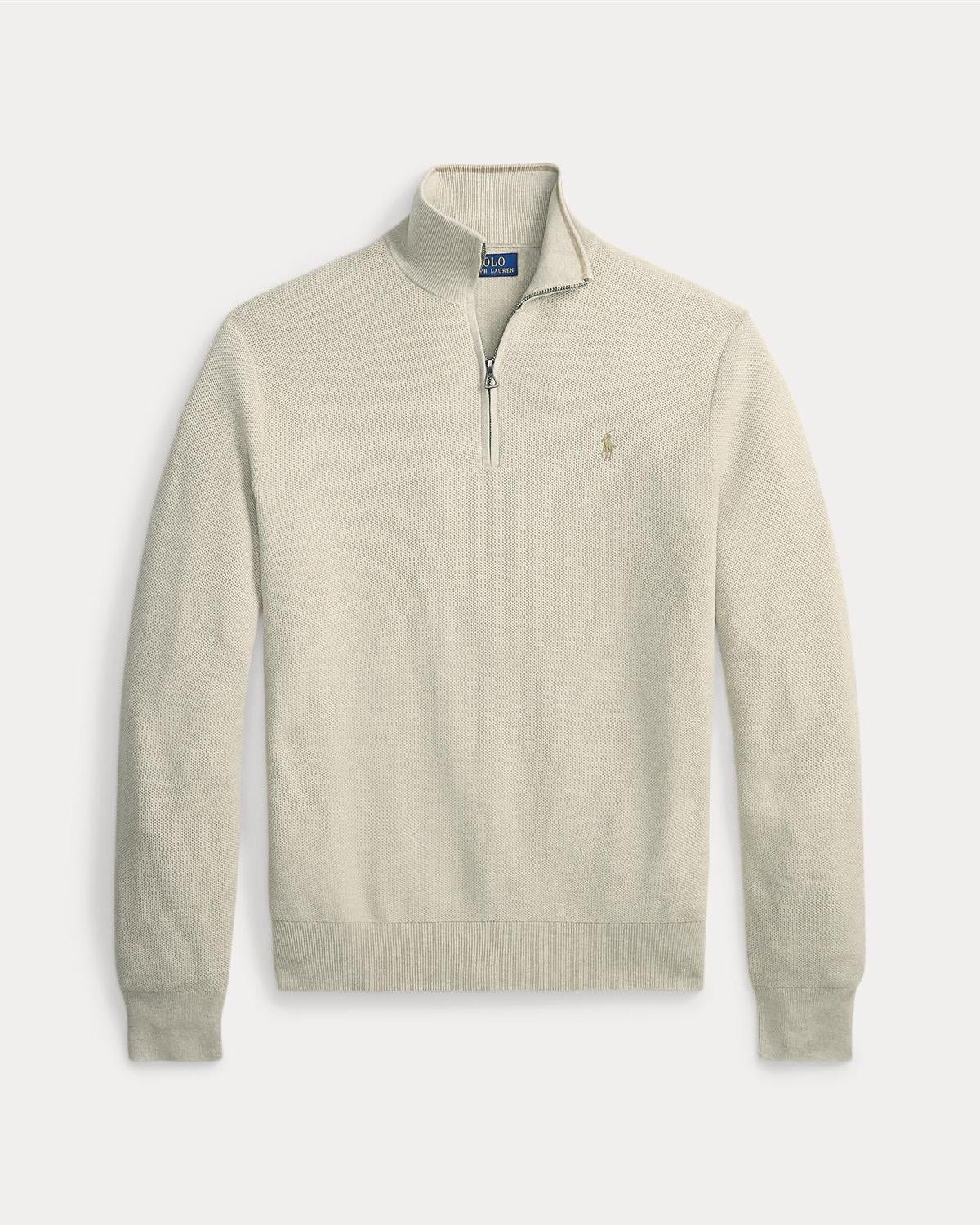 Bomull Half-Zip - Beige