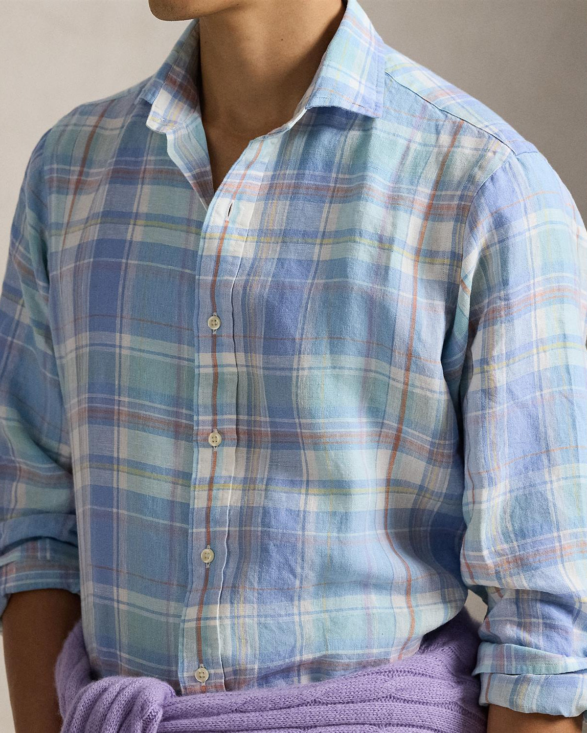 Lin Skjorte Rutet - Blå