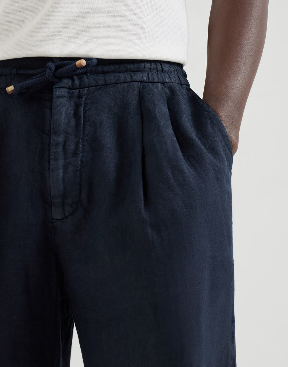 Bermuda-shorts i lin-gabardin