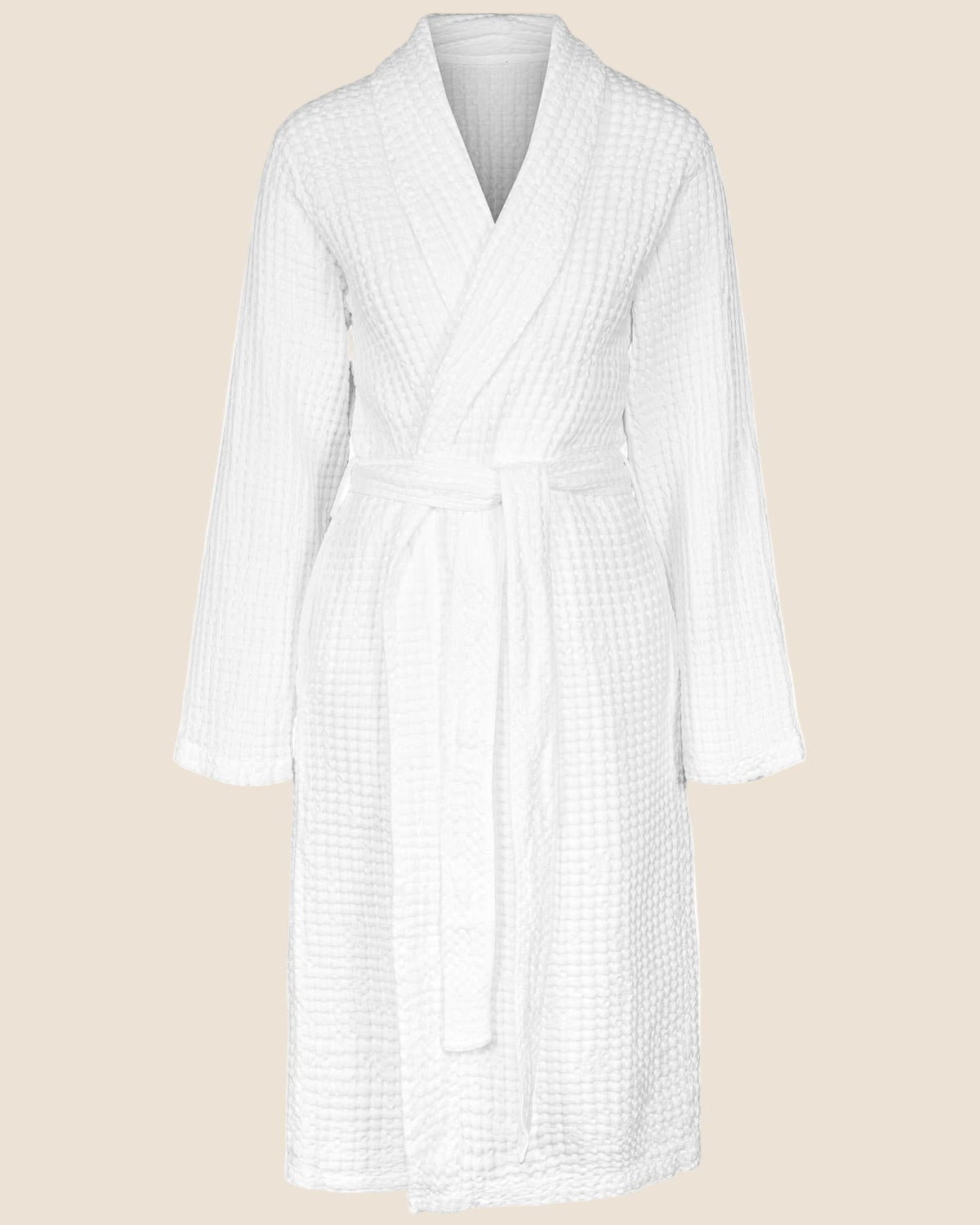 Bademåpe i vaffelmønster, klassisk hvit