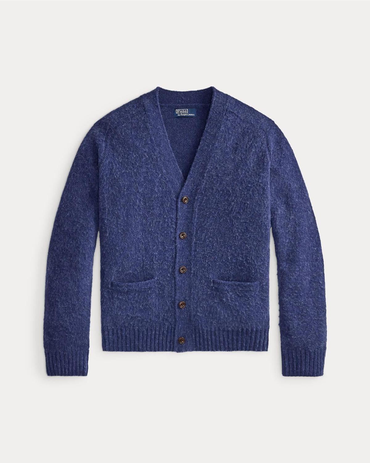 V-hals cardigan med albuelapper - Navy