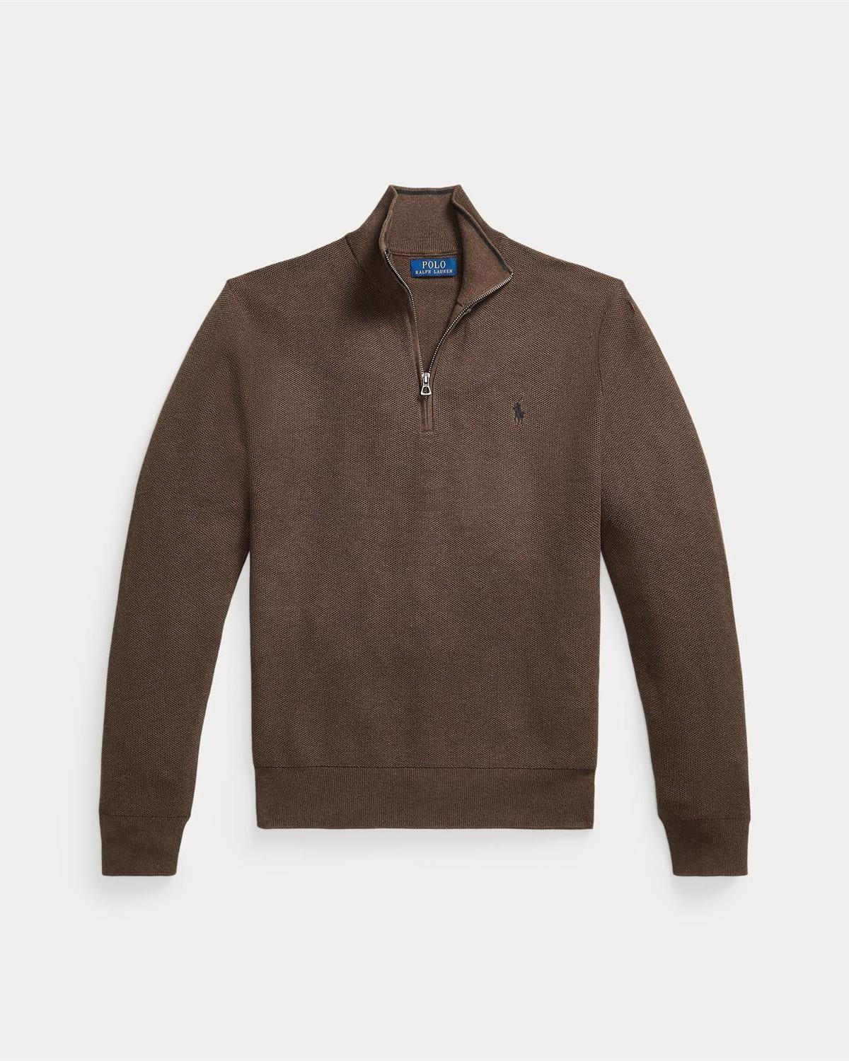 Bomull Half-Zip - Brun