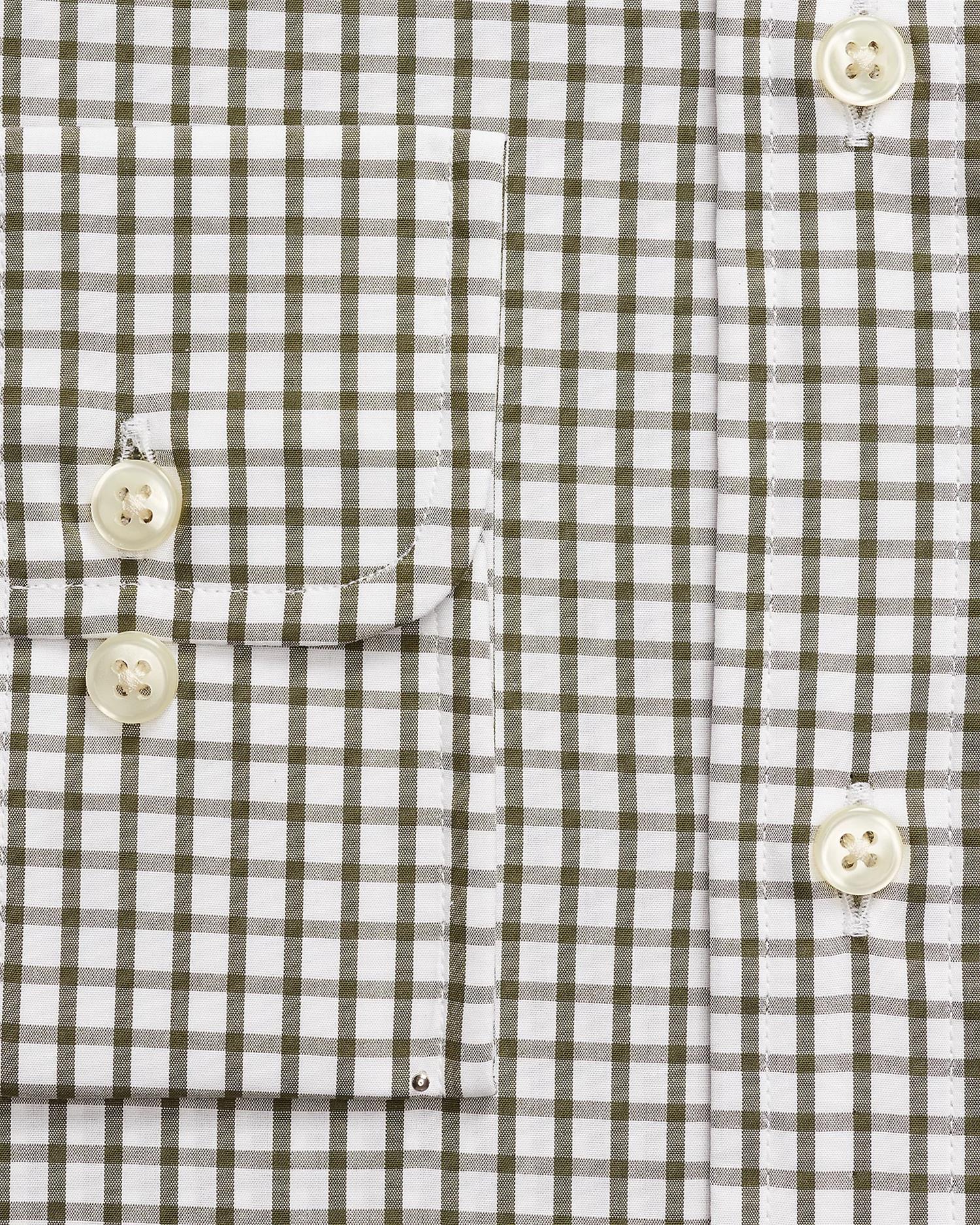 Custom Fit Tattersall Poplin Shirt - Oliven