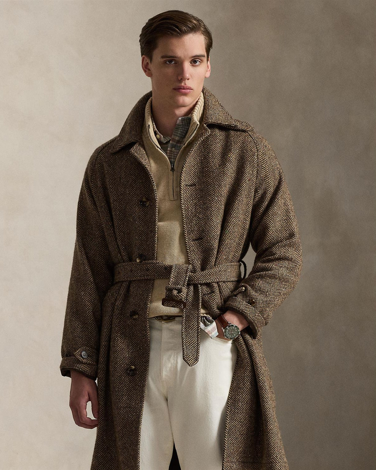 Half-Zip Bomull - Beige