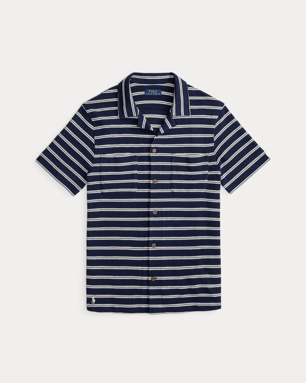 Kortermet stripete skjorte - Navy/Hvit