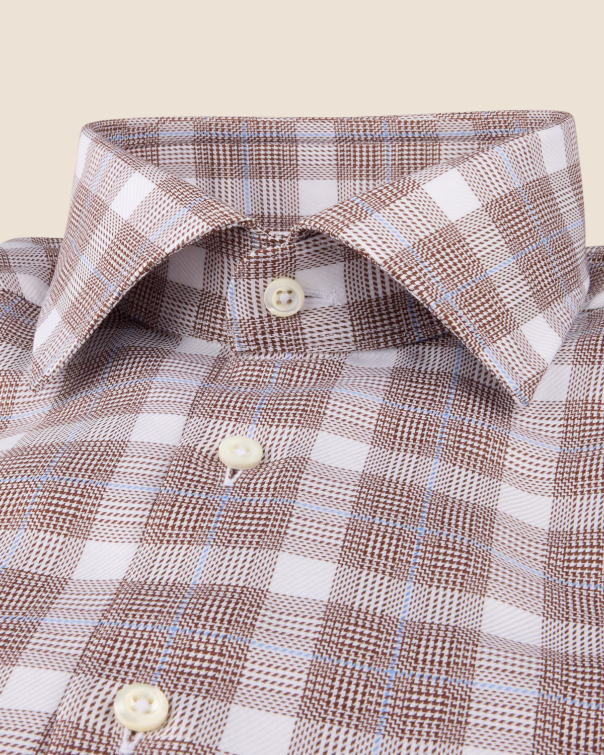 Rutet twillskjorte Slimline - Brun