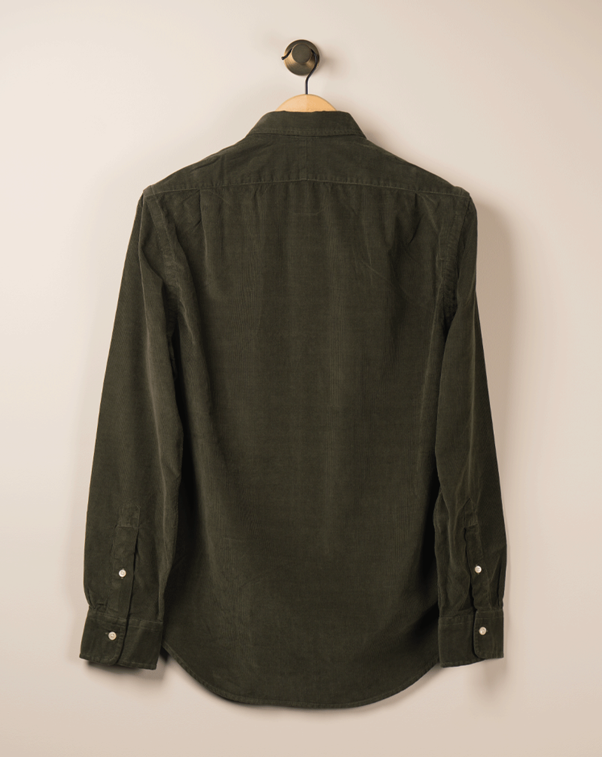 Cord Skjorte Custom Fit - Oliven