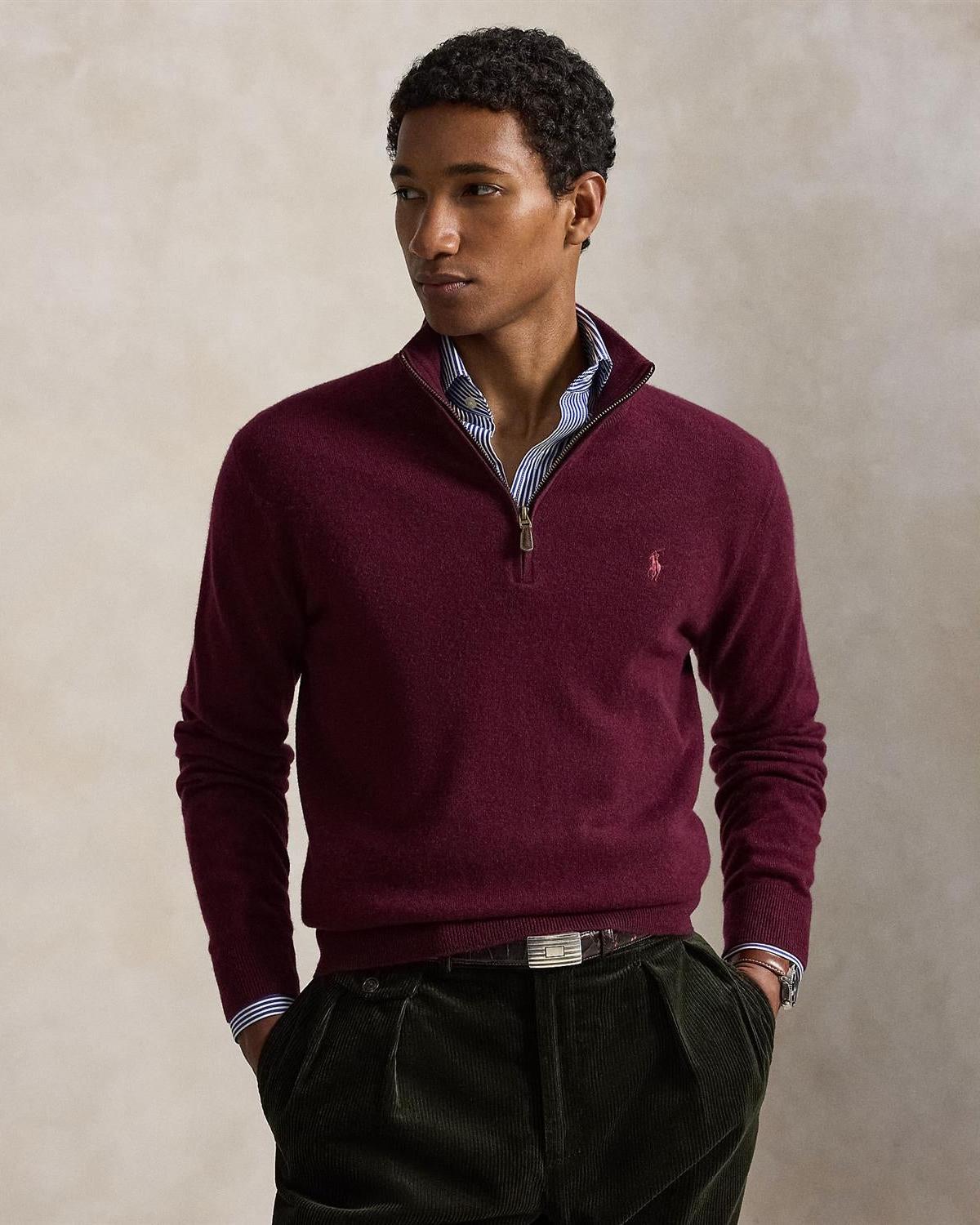 Merino Half Zip - Burgunder