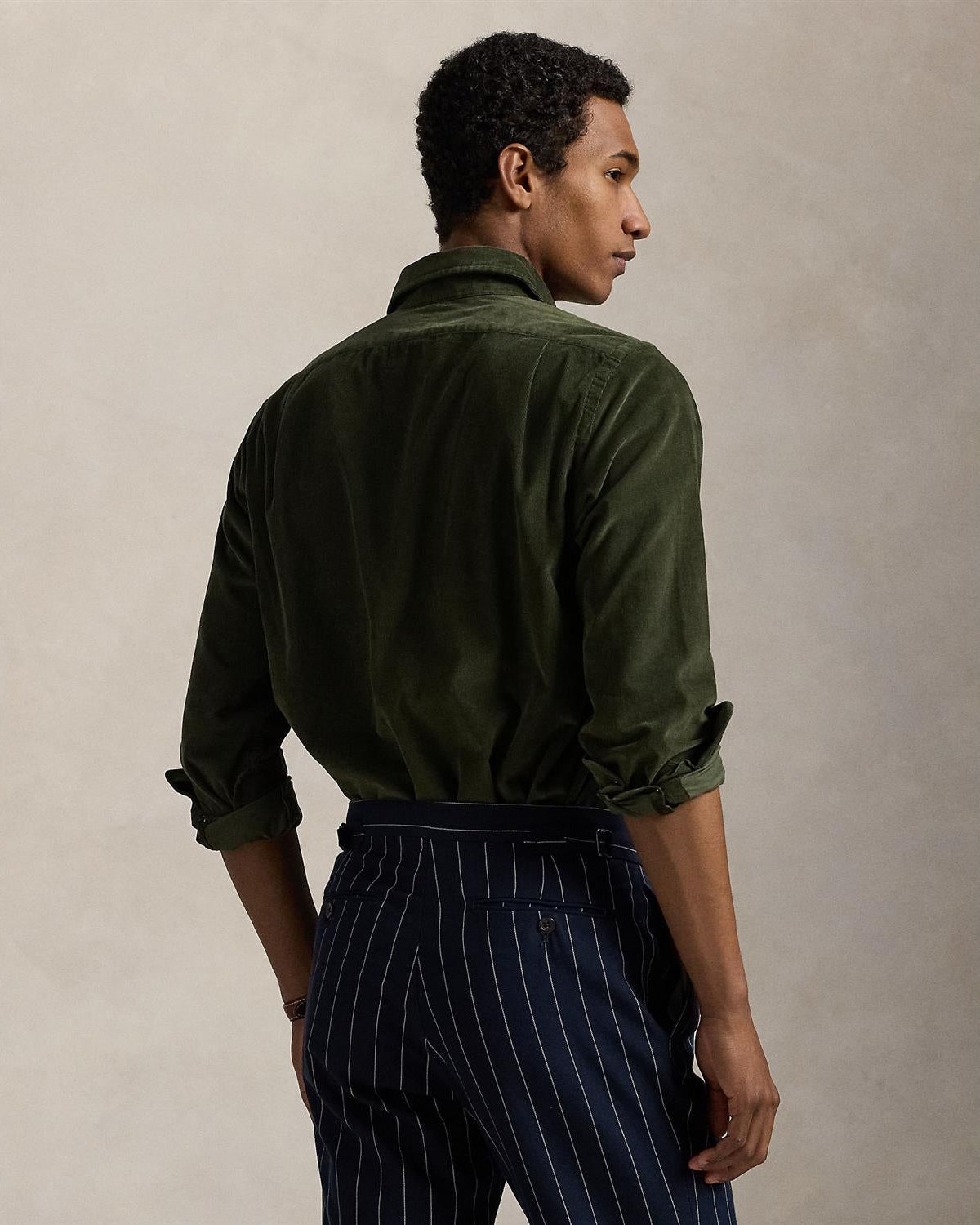Cord Skjorte Slim Fit - Oliven